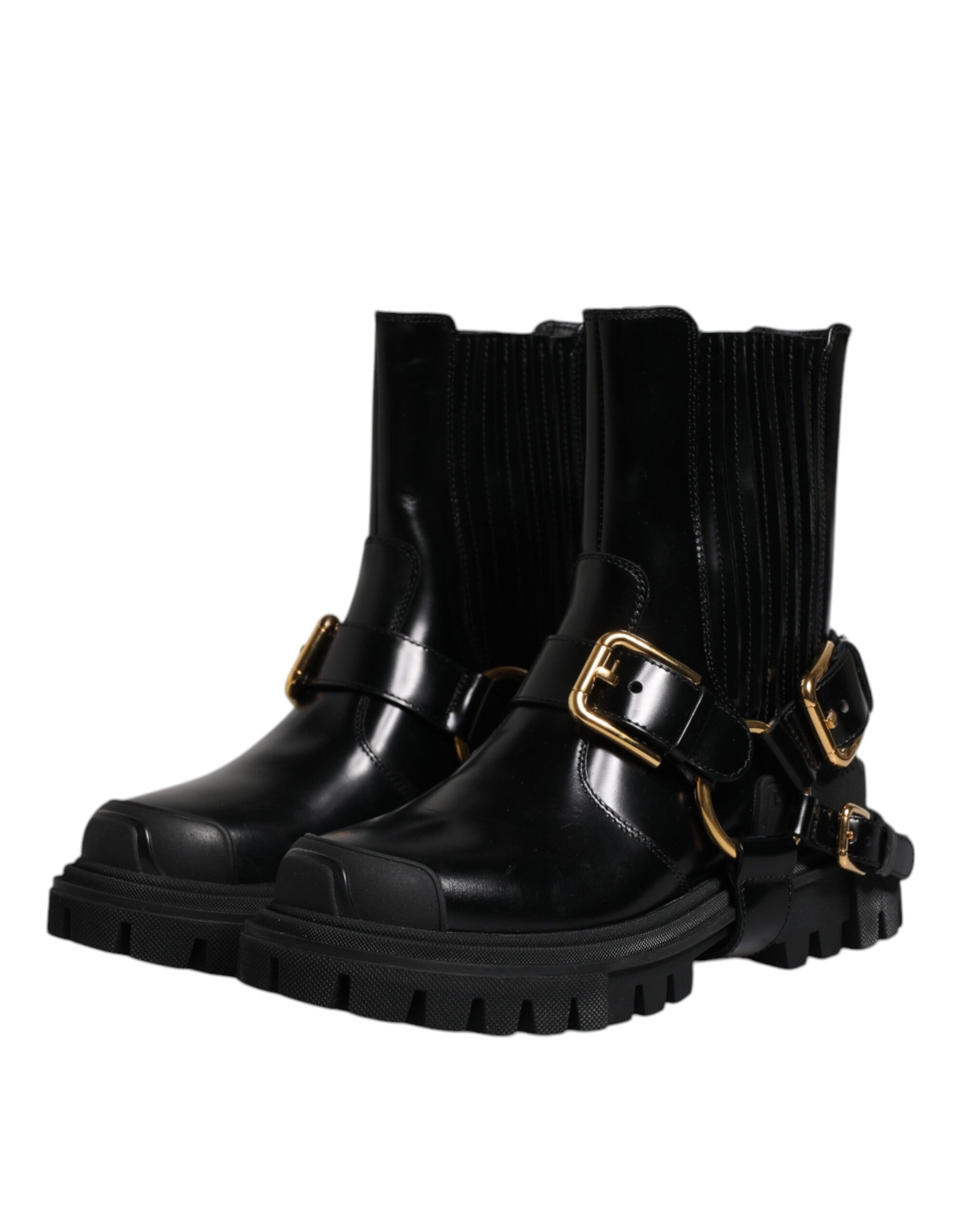 Dolce & Gabbana – Slipper aus Stretch-Trekkingstiefeln aus schwarzem Leder