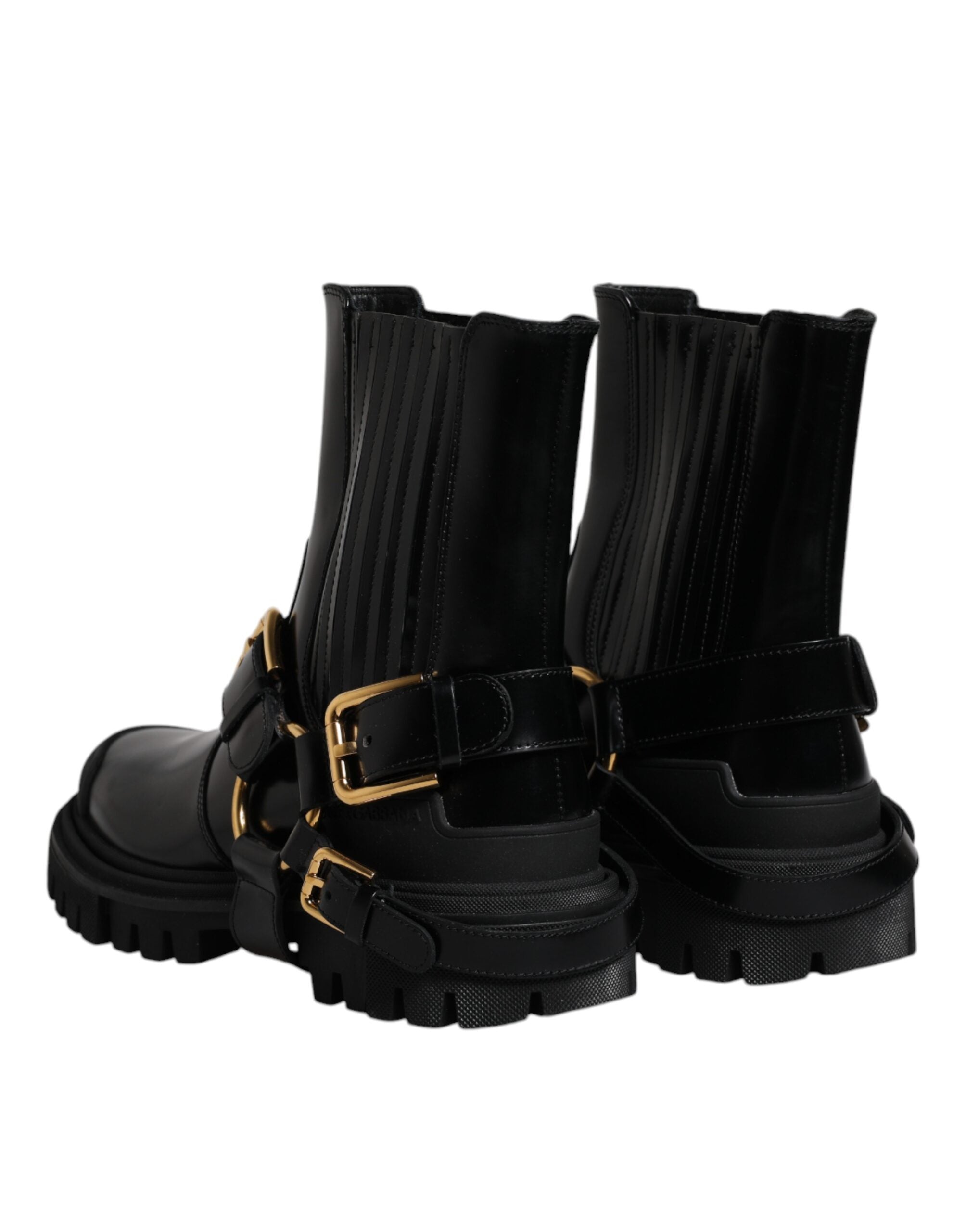 Dolce & Gabbana – Slipper aus Stretch-Trekkingstiefeln aus schwarzem Leder