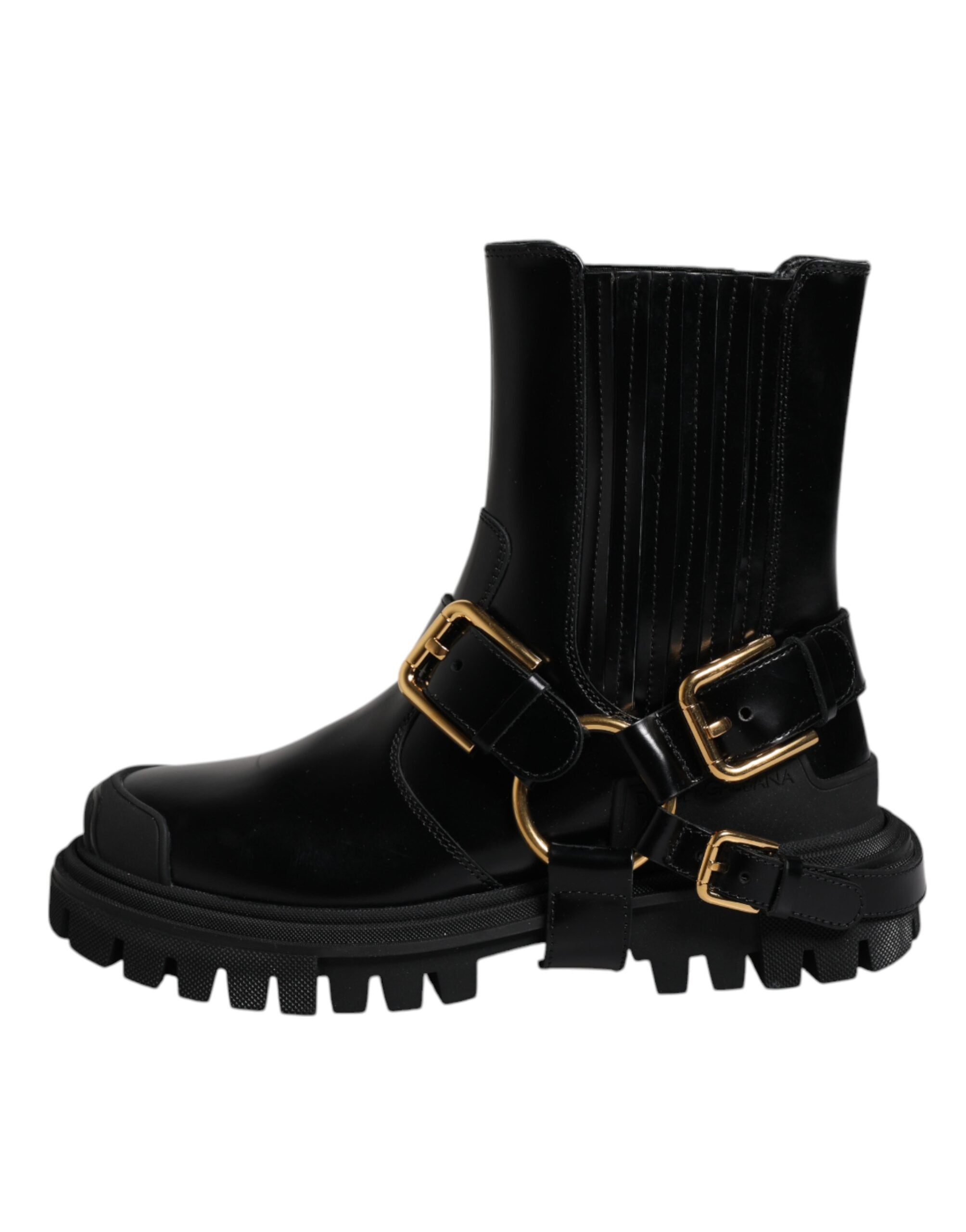 Dolce & Gabbana – Slipper aus Stretch-Trekkingstiefeln aus schwarzem Leder
