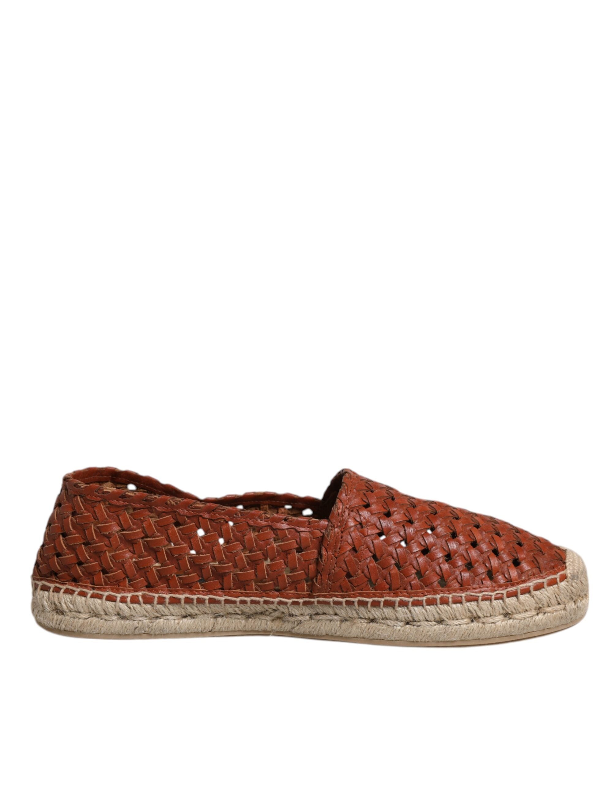 Dolce & Gabbana Kastanienbraune Espadrilles aus gewebtem Leder für Herren