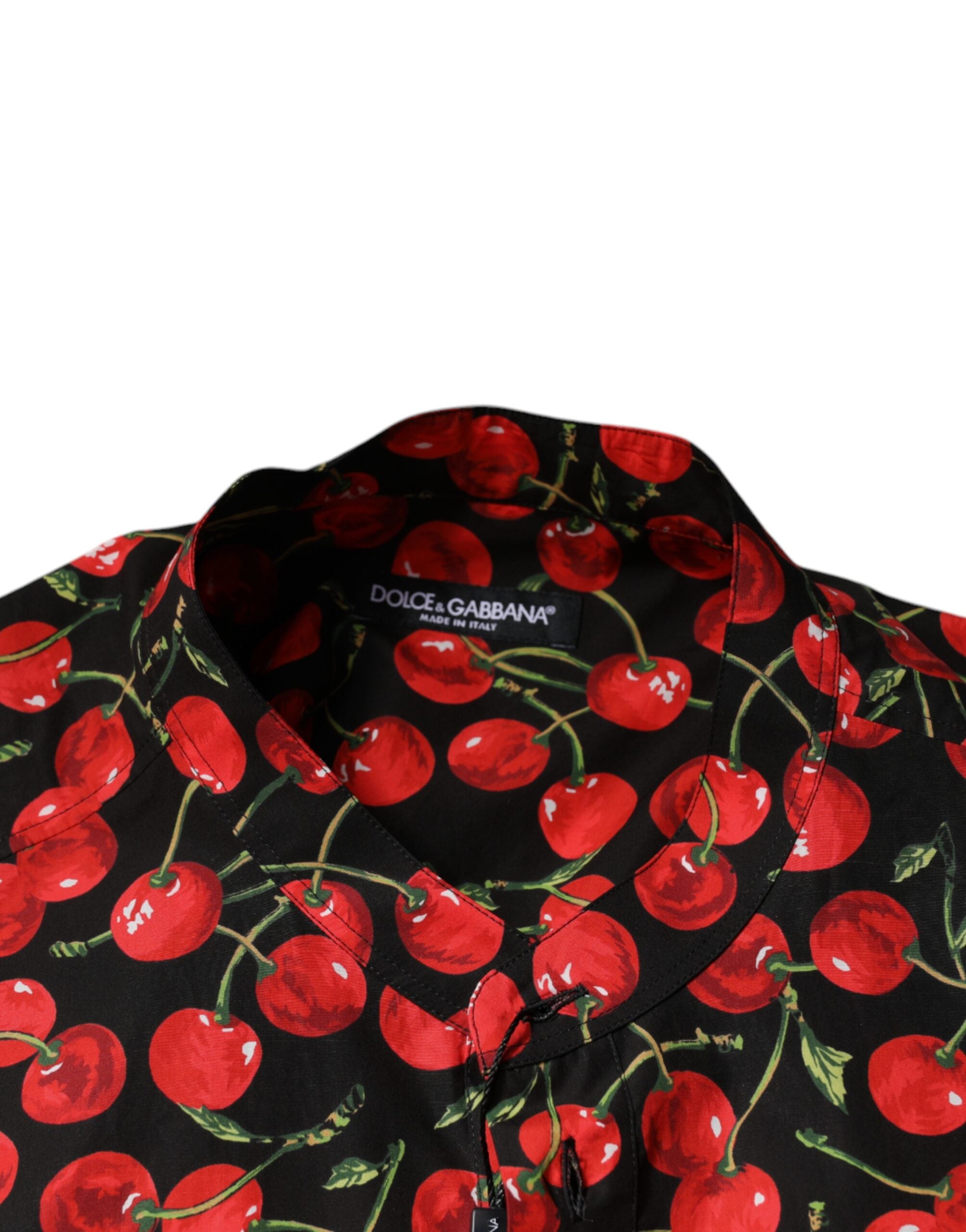 Dolce & Gabbana Freizeithemd aus Baumwolle mit schwarzer Kirsche und Knopfleiste