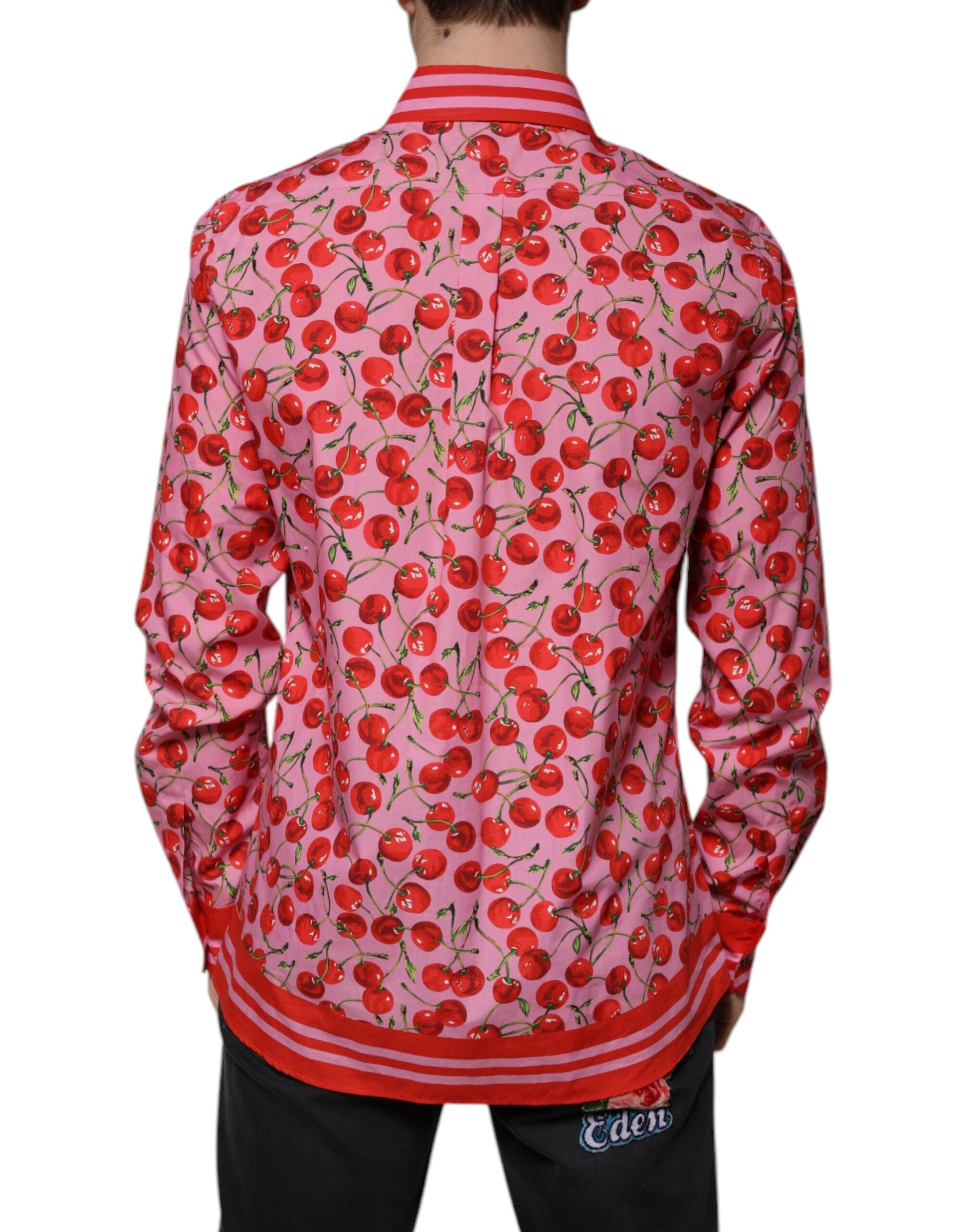 Dolce & Gabbana – Formelles MARTINI-Hemd aus Baumwolle in Rosa mit Kirschen