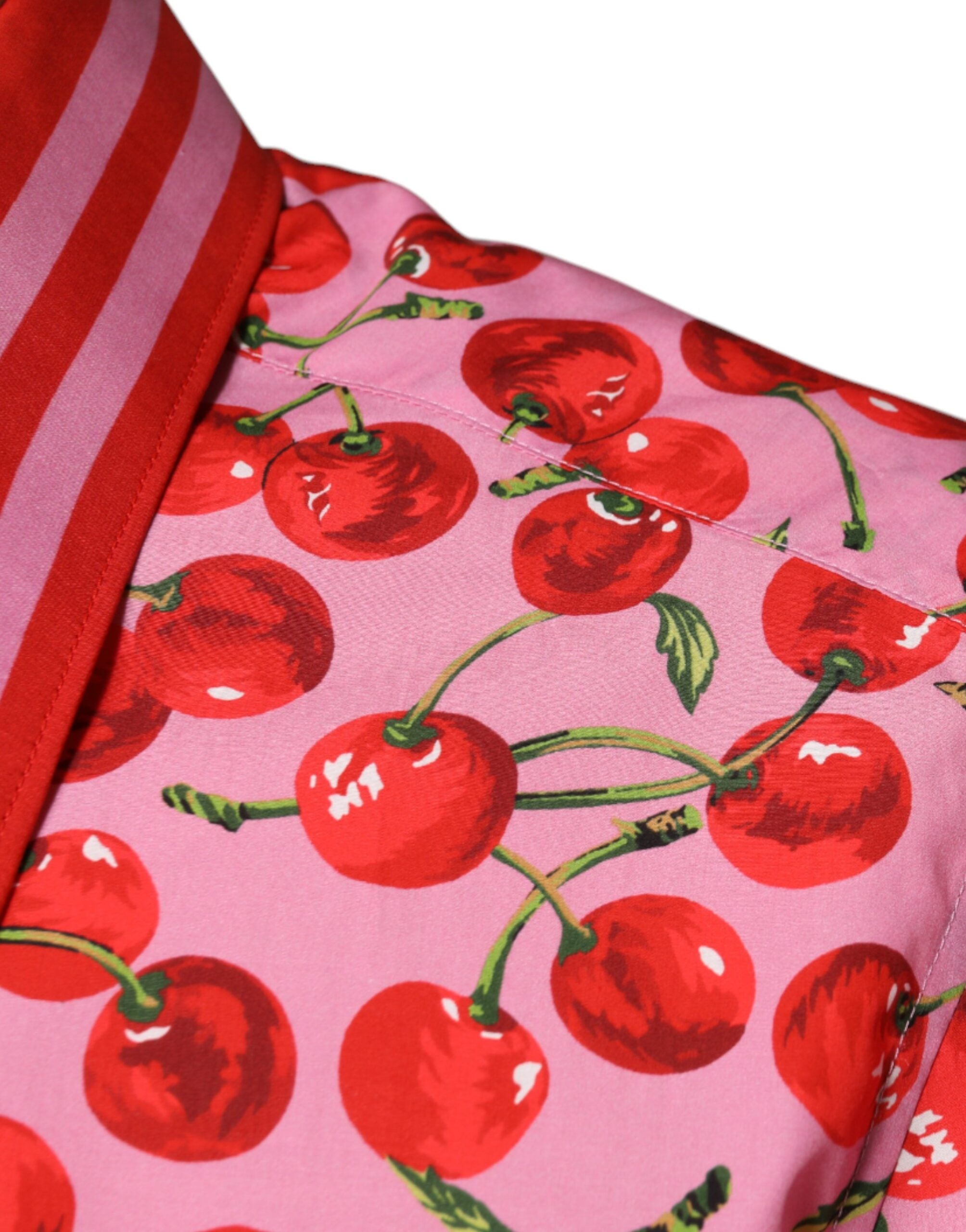 Dolce & Gabbana – Formelles MARTINI-Hemd aus Baumwolle in Rosa mit Kirschen