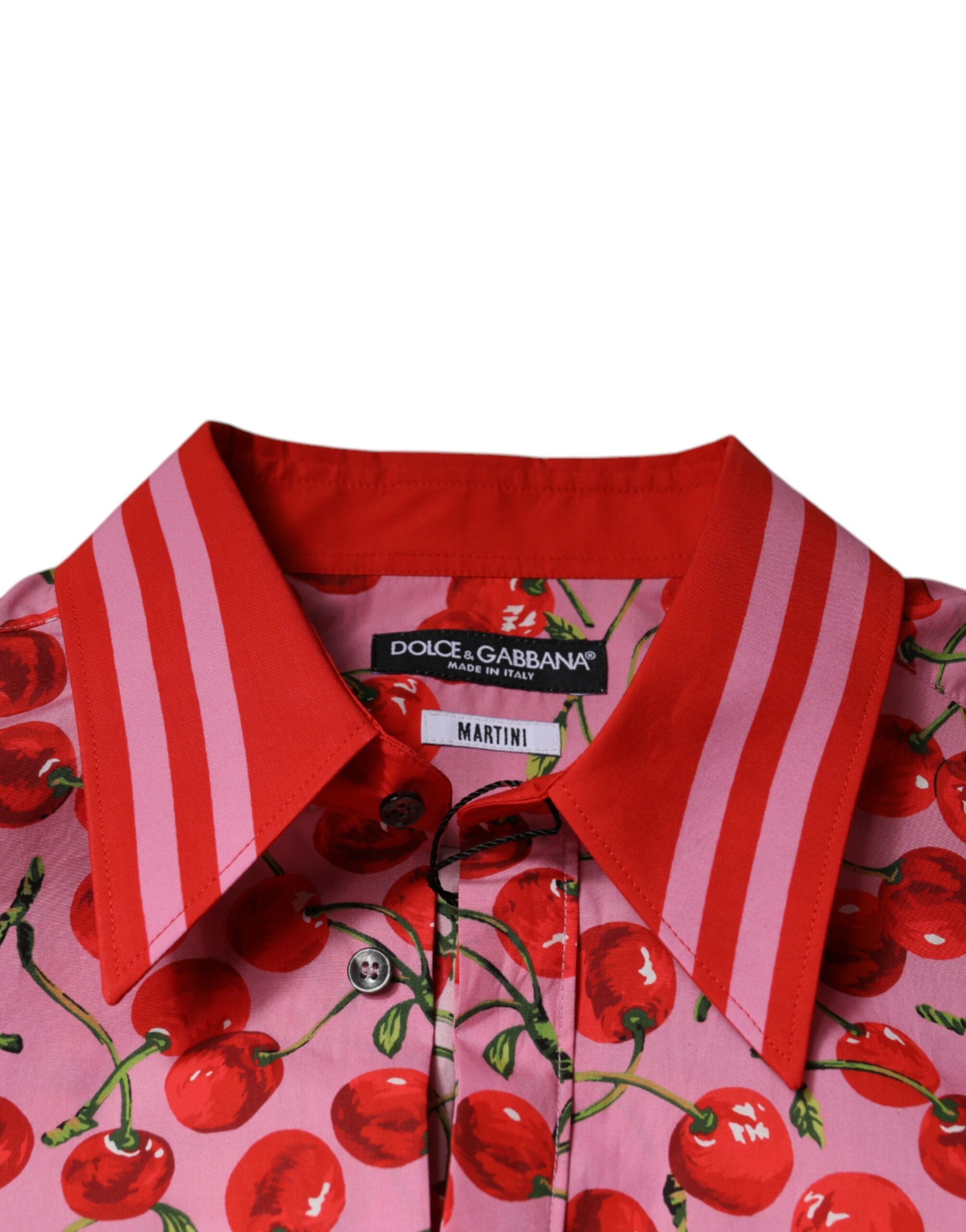 Dolce & Gabbana – Formelles MARTINI-Hemd aus Baumwolle in Rosa mit Kirschen
