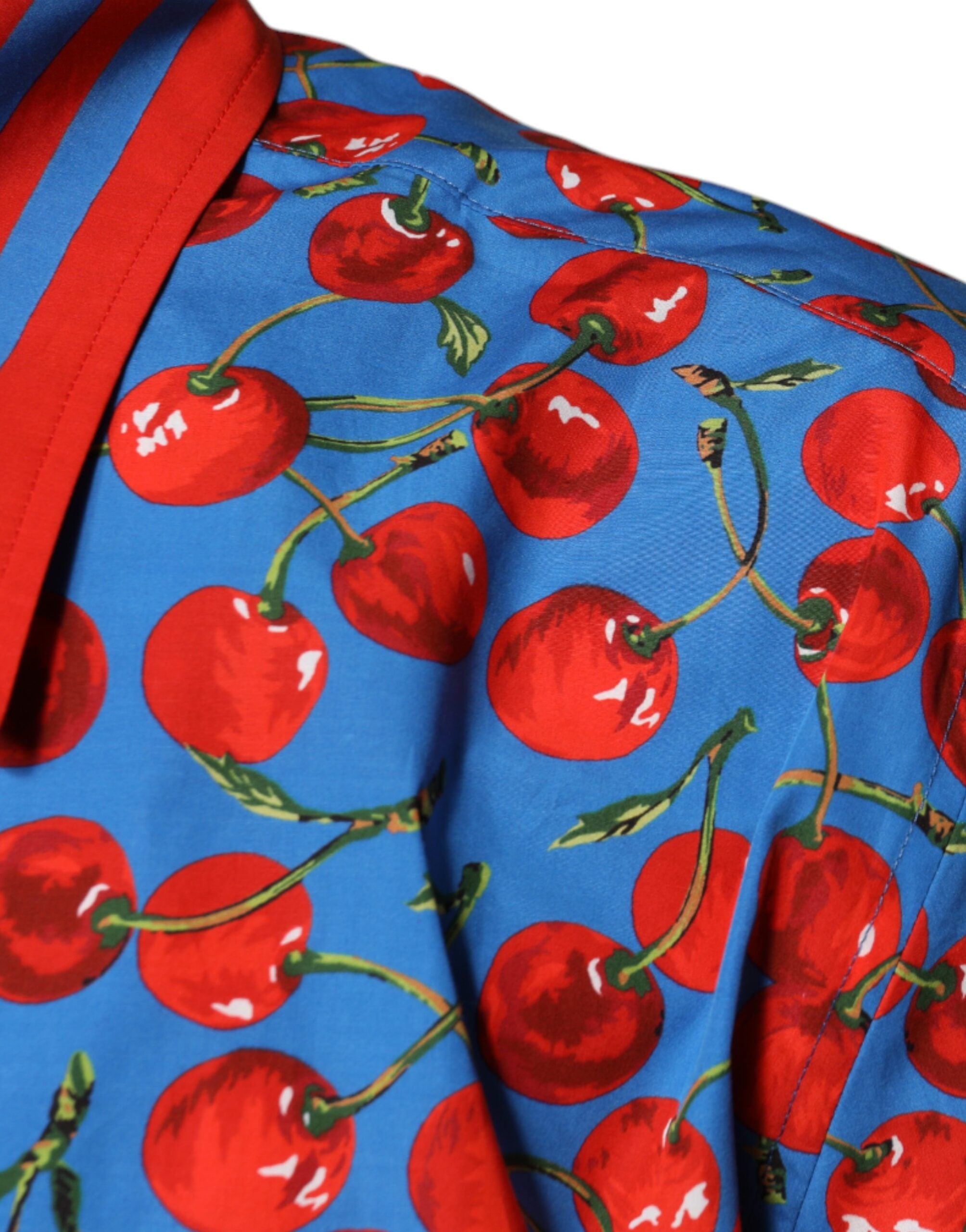 Dolce & Gabbana Blaues, kirschrotes Button-Down-Freizeithemd aus Baumwolle