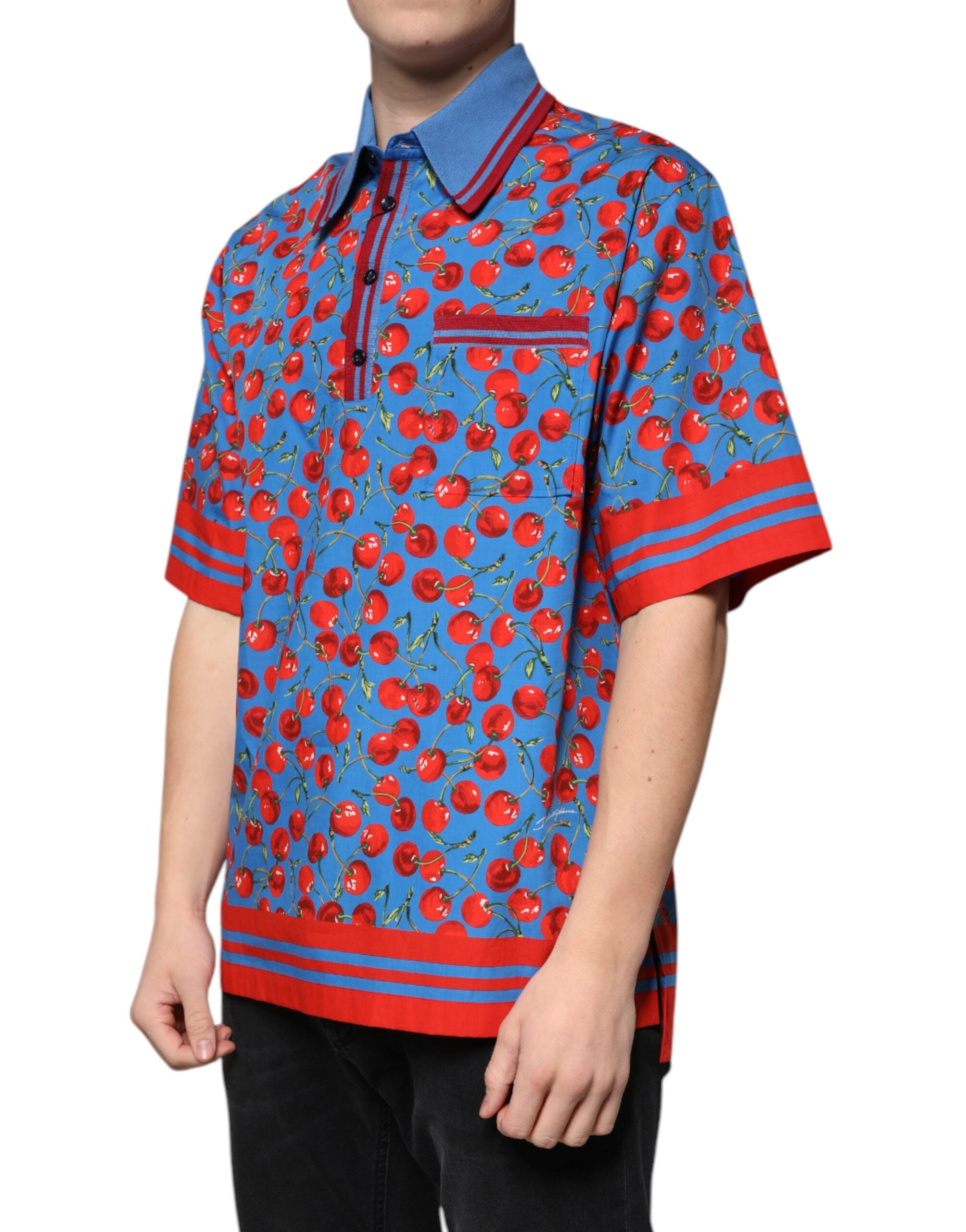 Dolce & Gabbana Herren Poloshirt aus Baumwolle mit Kragen in Blaukirsche
