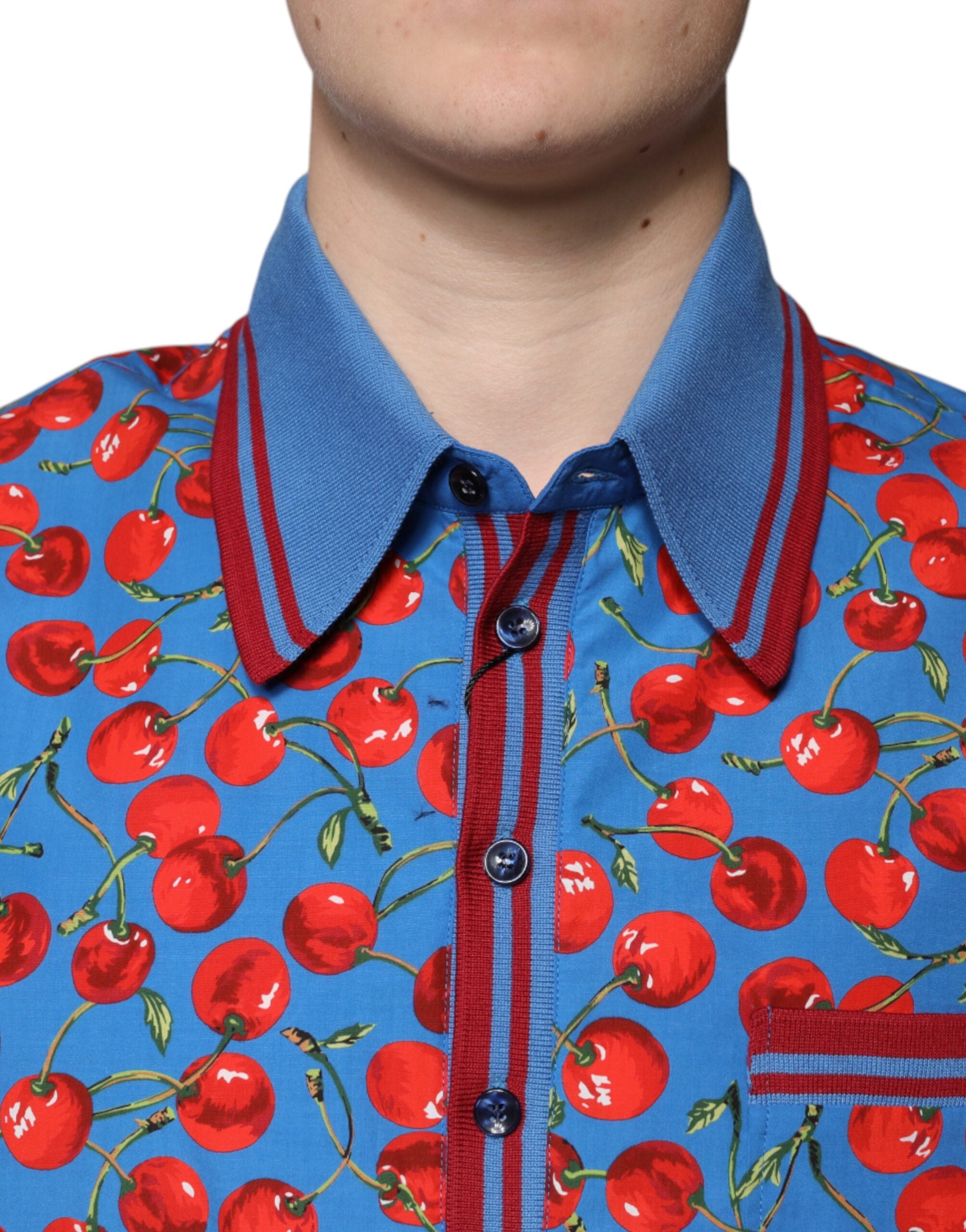 Dolce & Gabbana Herren Poloshirt aus Baumwolle mit Kragen in Blaukirsche