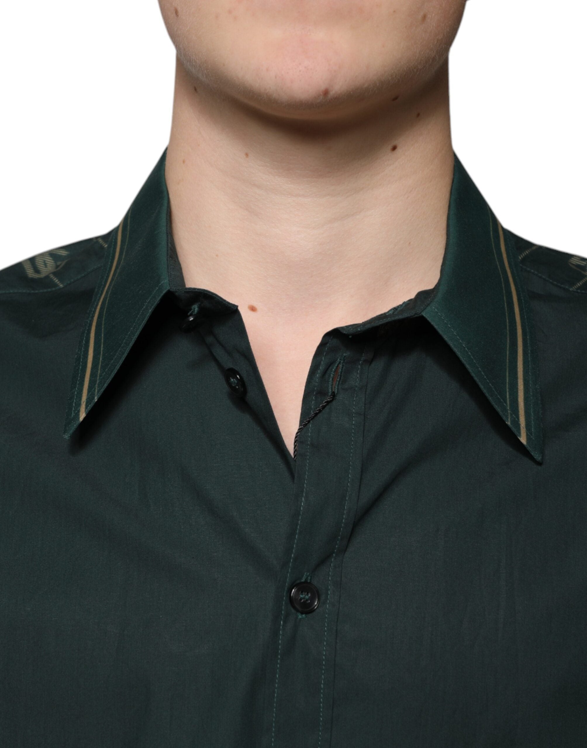 Dolce & Gabbana Grünes Langarm-Freizeithemd MARTINI mit Logo