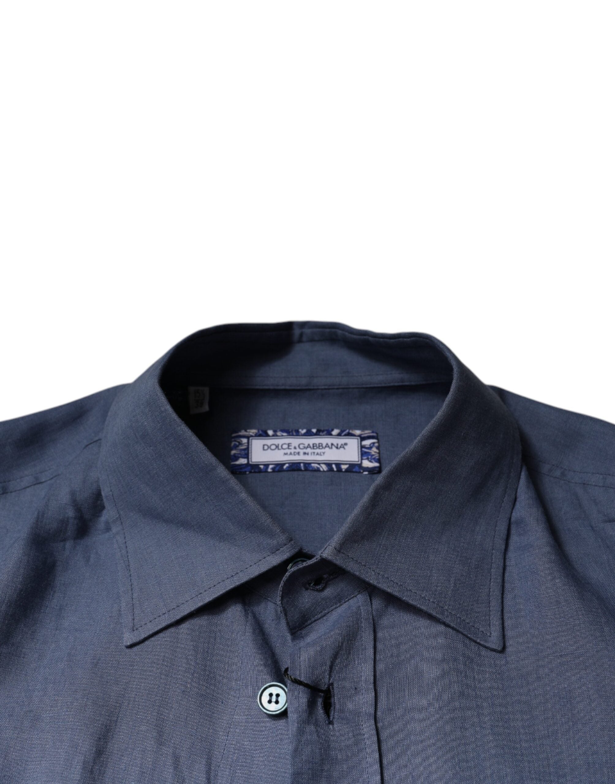 Dolce & Gabbana – Blaues, langärmliges Freizeithemd mit Knopfleiste und Logo