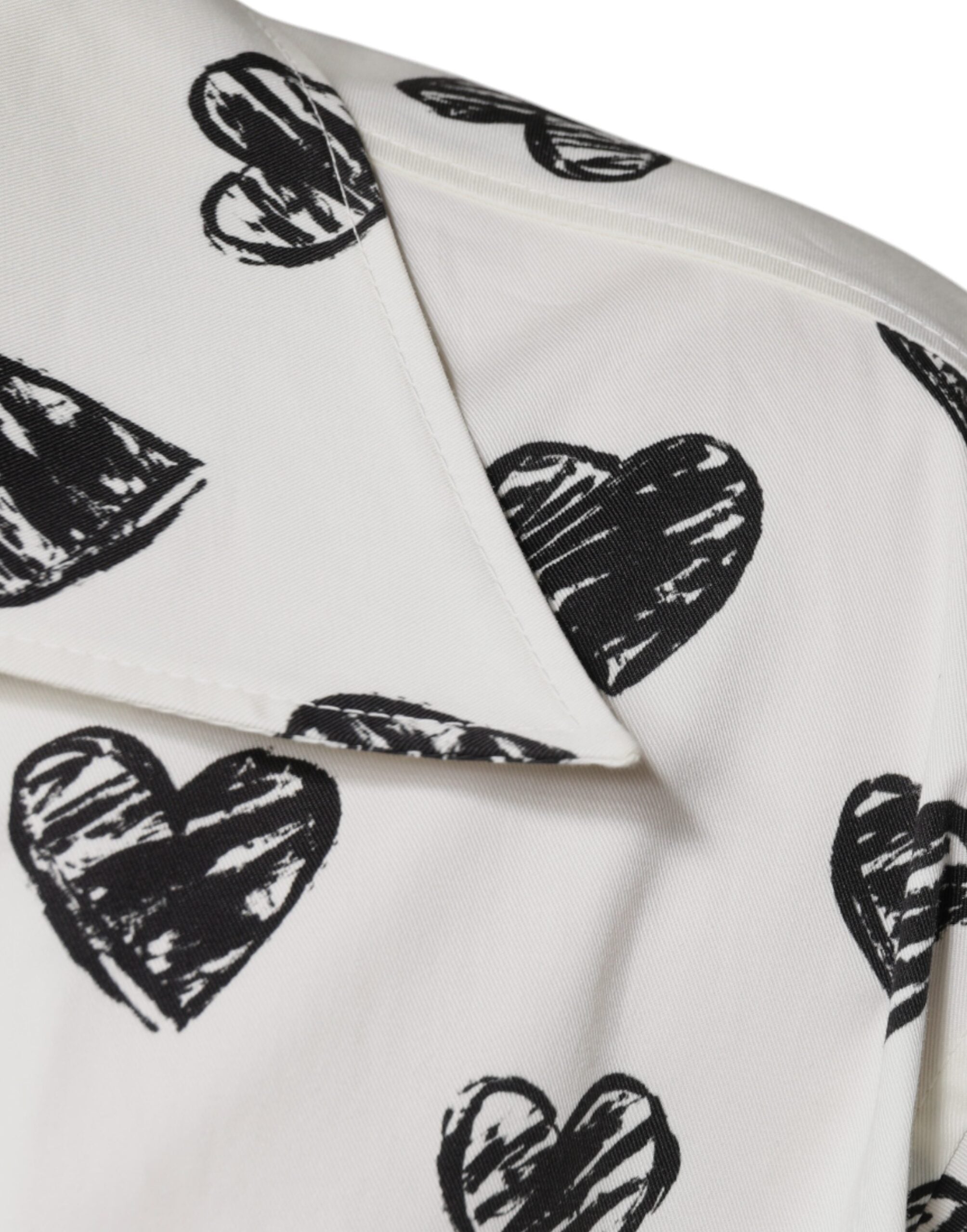 Dolce & Gabbana Weißes, kurzärmliges Freizeithemd mit Herz-Print