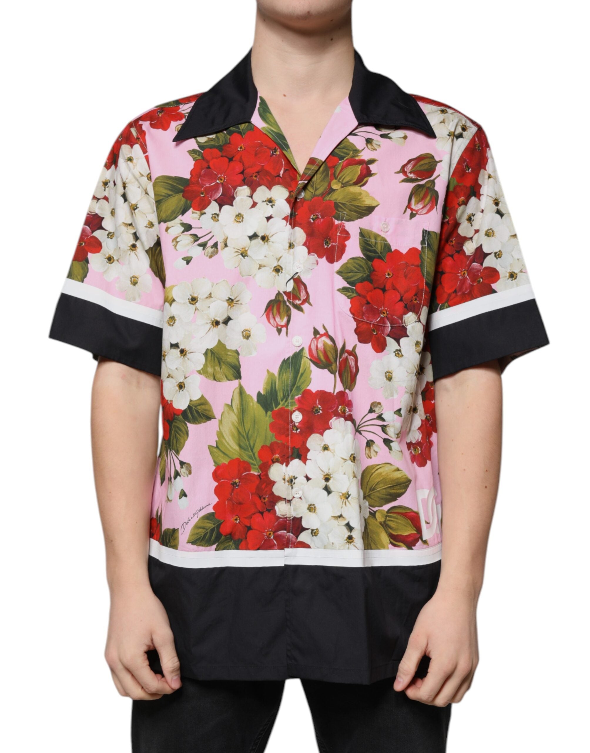 Dolce & Gabbana Freizeithemd mit mehrfarbigem Blumenmuster und Knopfleiste