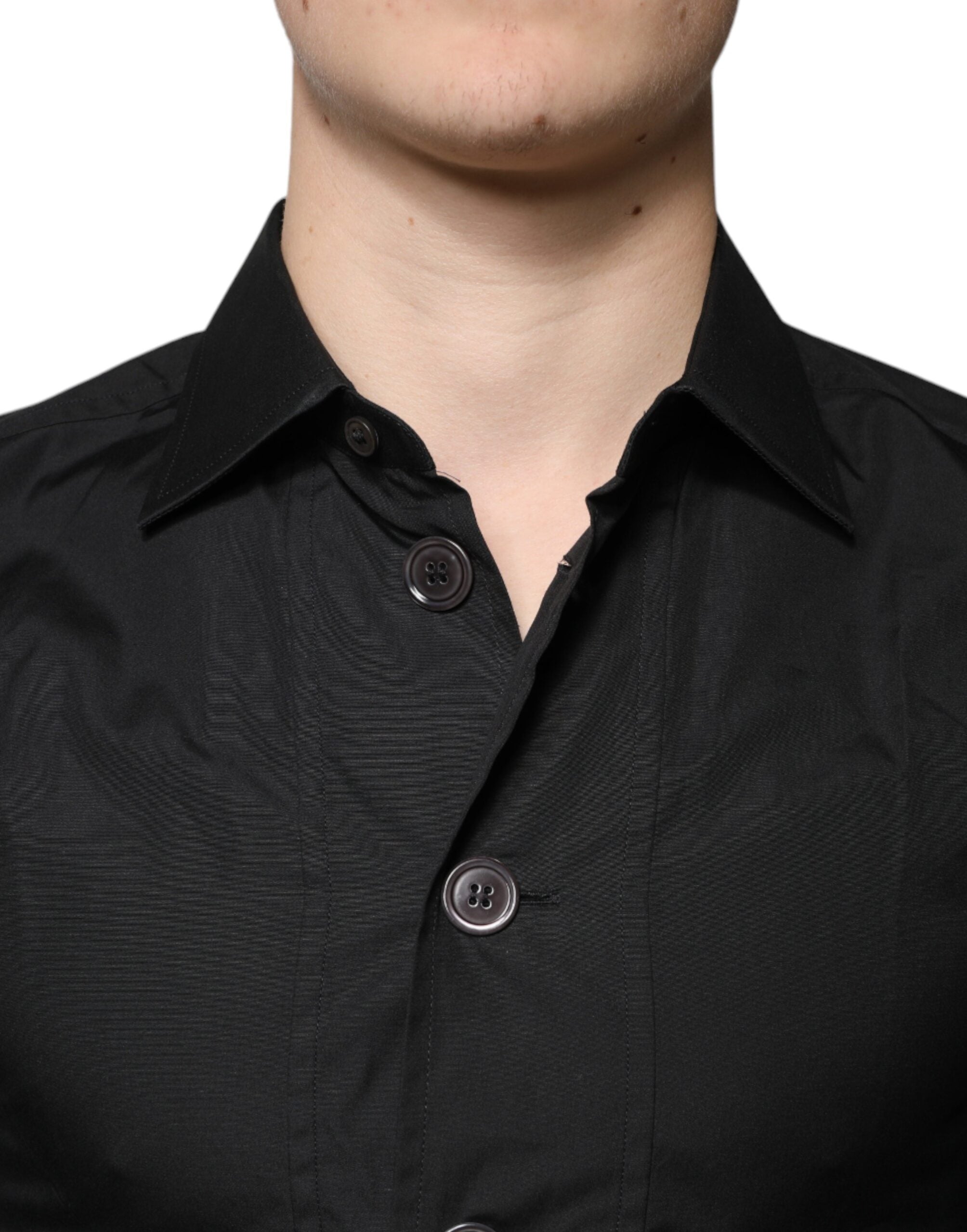 Dolce & Gabbana – Schwarzes, formelles Langarmhemd aus Baumwolle