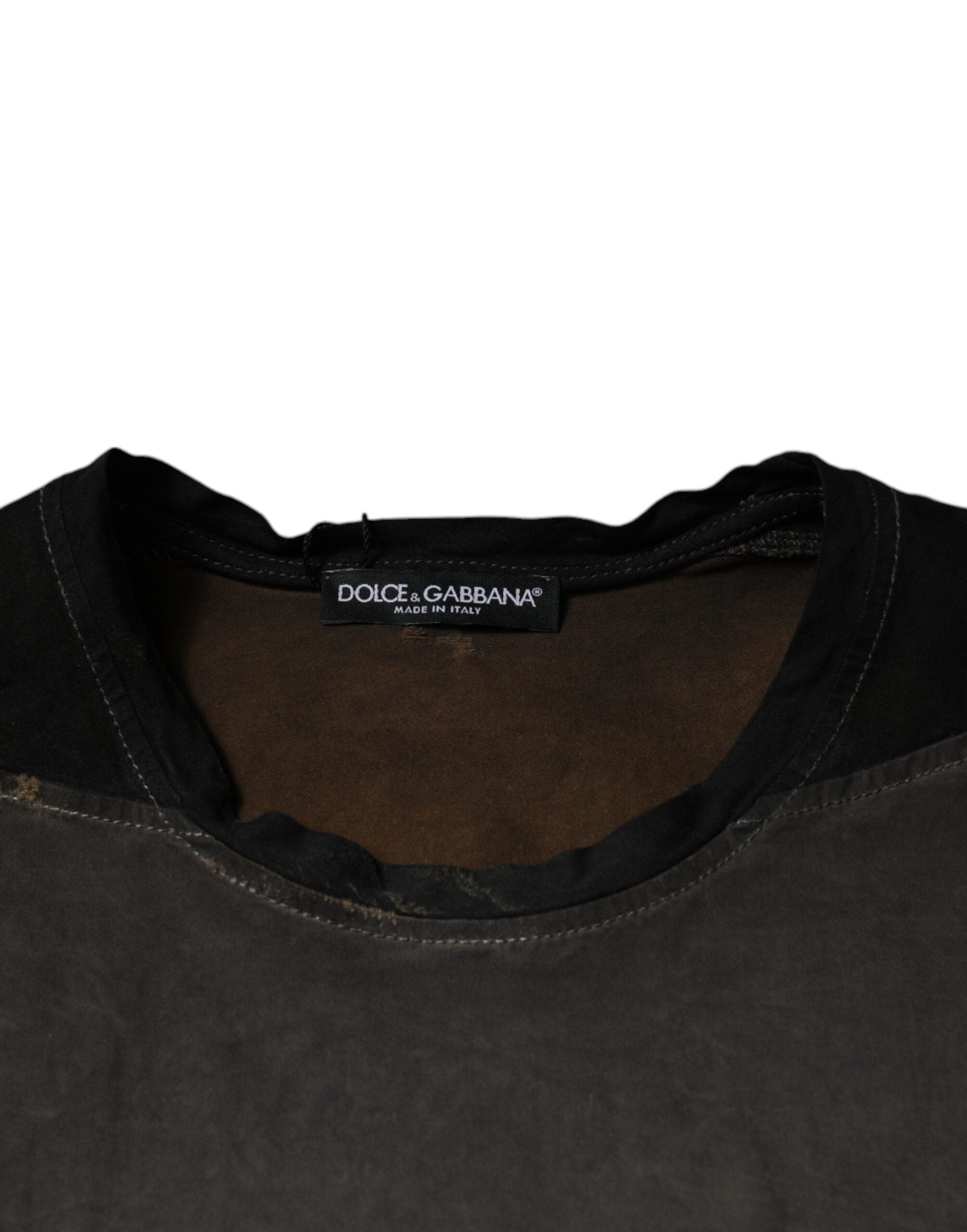 Dolce & Gabbana – Braunes T-Shirt aus Baumwolle mit Rundhalsausschnitt und grafischem Print