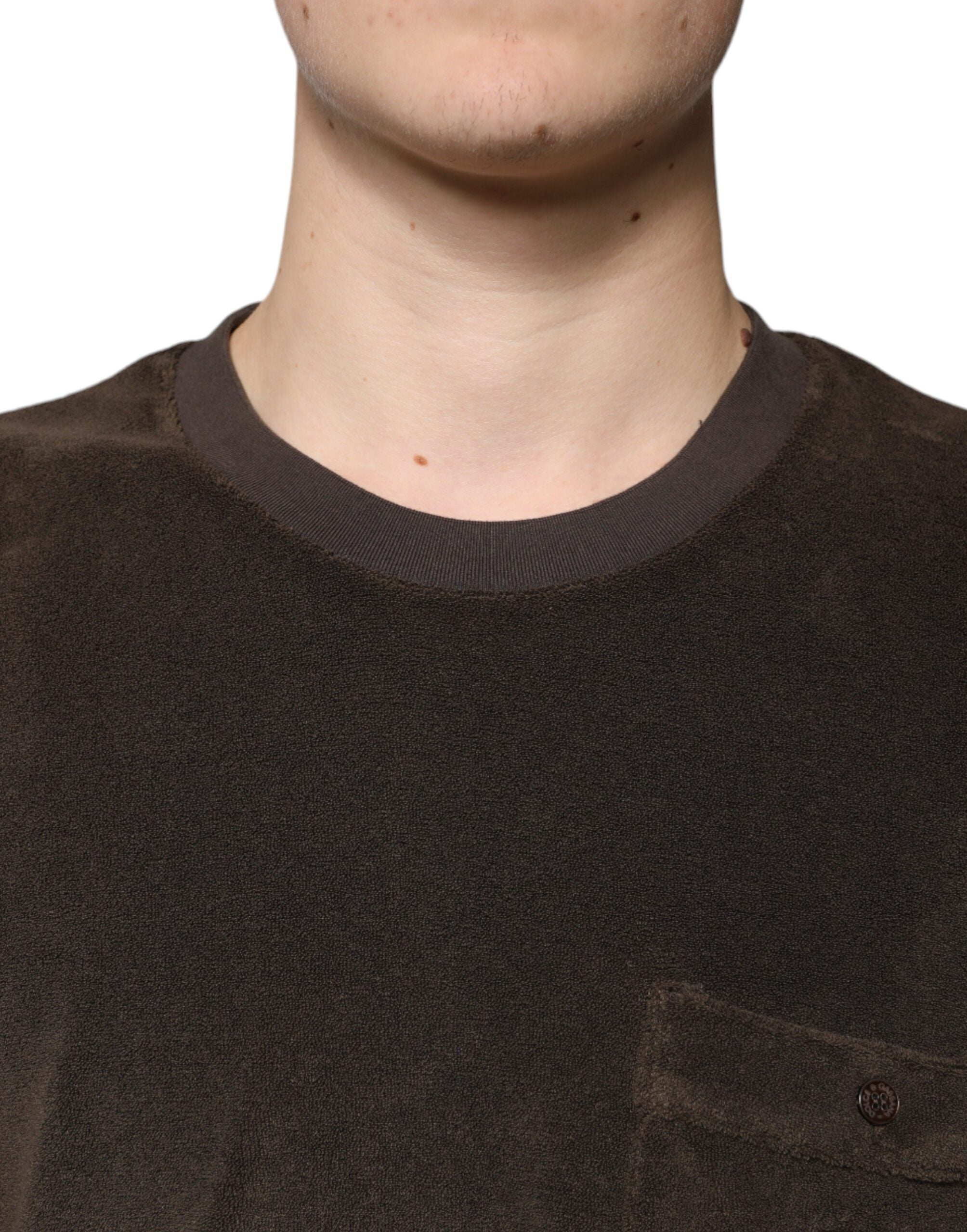 Dolce & Gabbana – Braunes T-Shirt aus Baumwolle mit Rundhalsausschnitt und kurzen Ärmeln