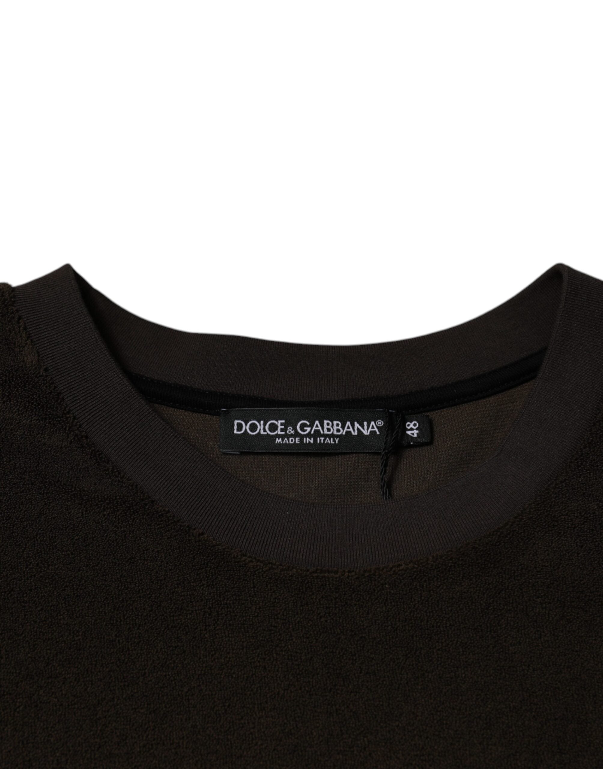 Dolce & Gabbana – Braunes T-Shirt aus Baumwolle mit Rundhalsausschnitt und kurzen Ärmeln