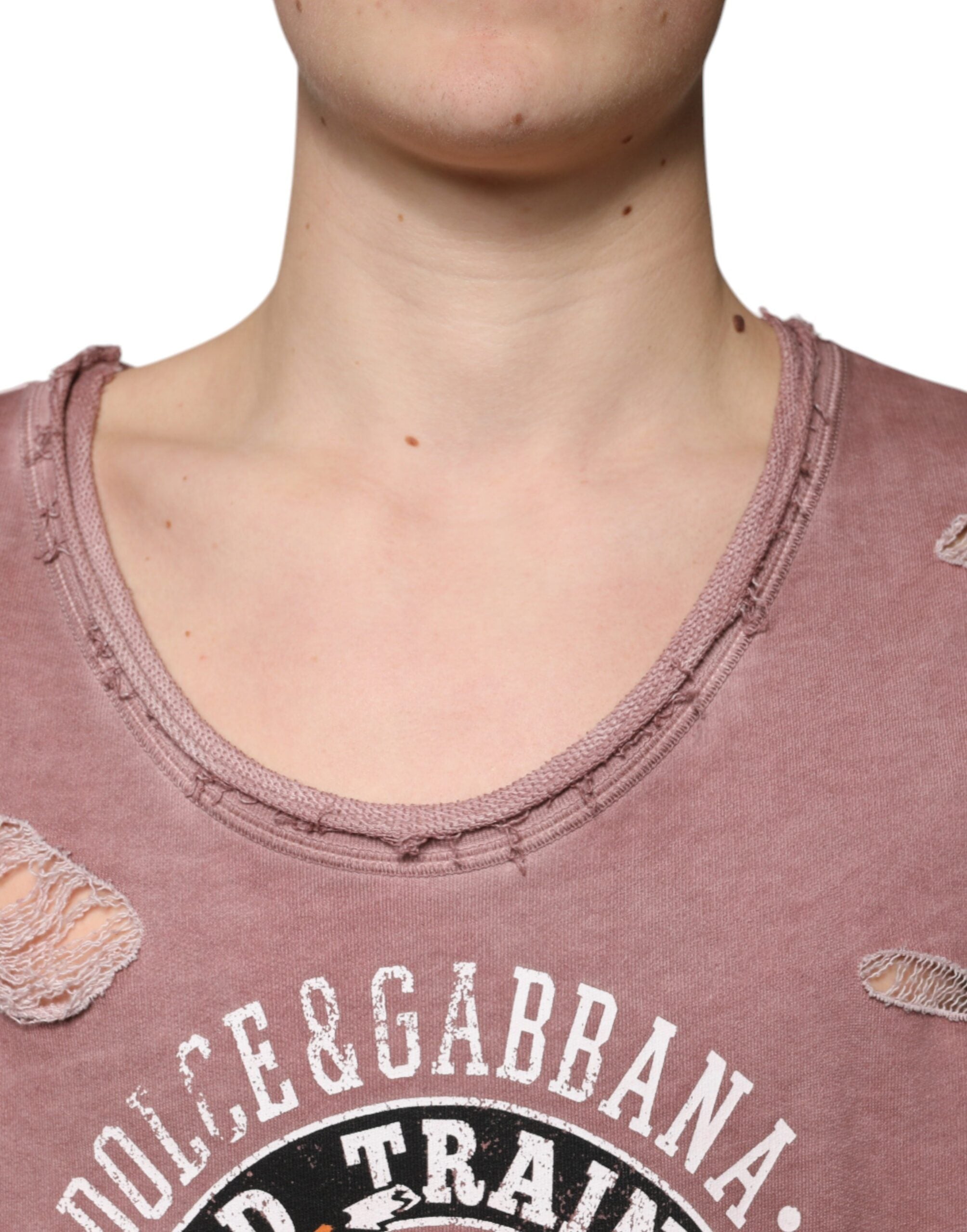 Dolce & Gabbana – Ärmelloses T-Shirt aus Baumwolle mit Rundhalsausschnitt in Braun