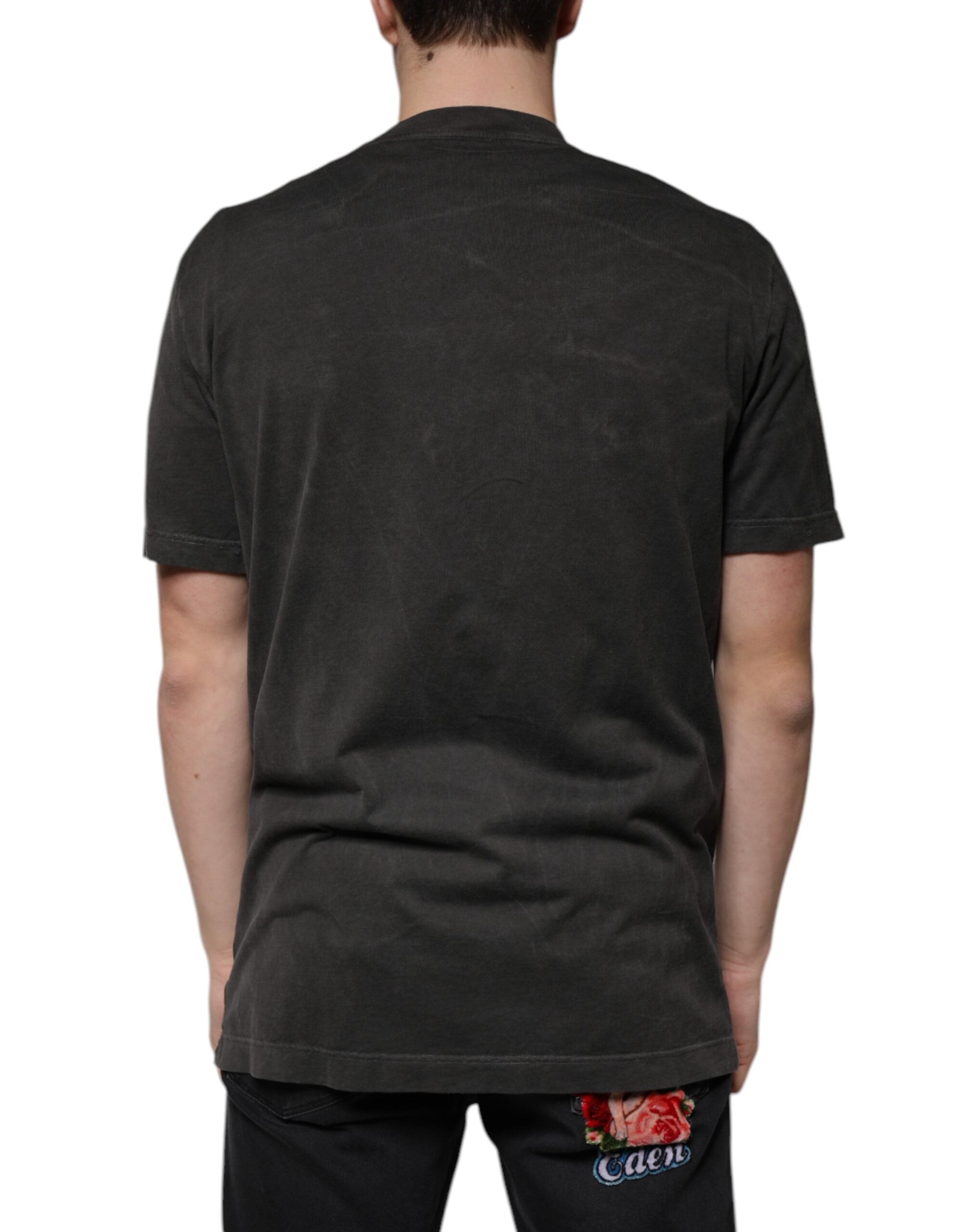Dolce & Gabbana – Schwarzes T-Shirt aus Baumwolle mit Rundhalsausschnitt und kurzen Ärmeln