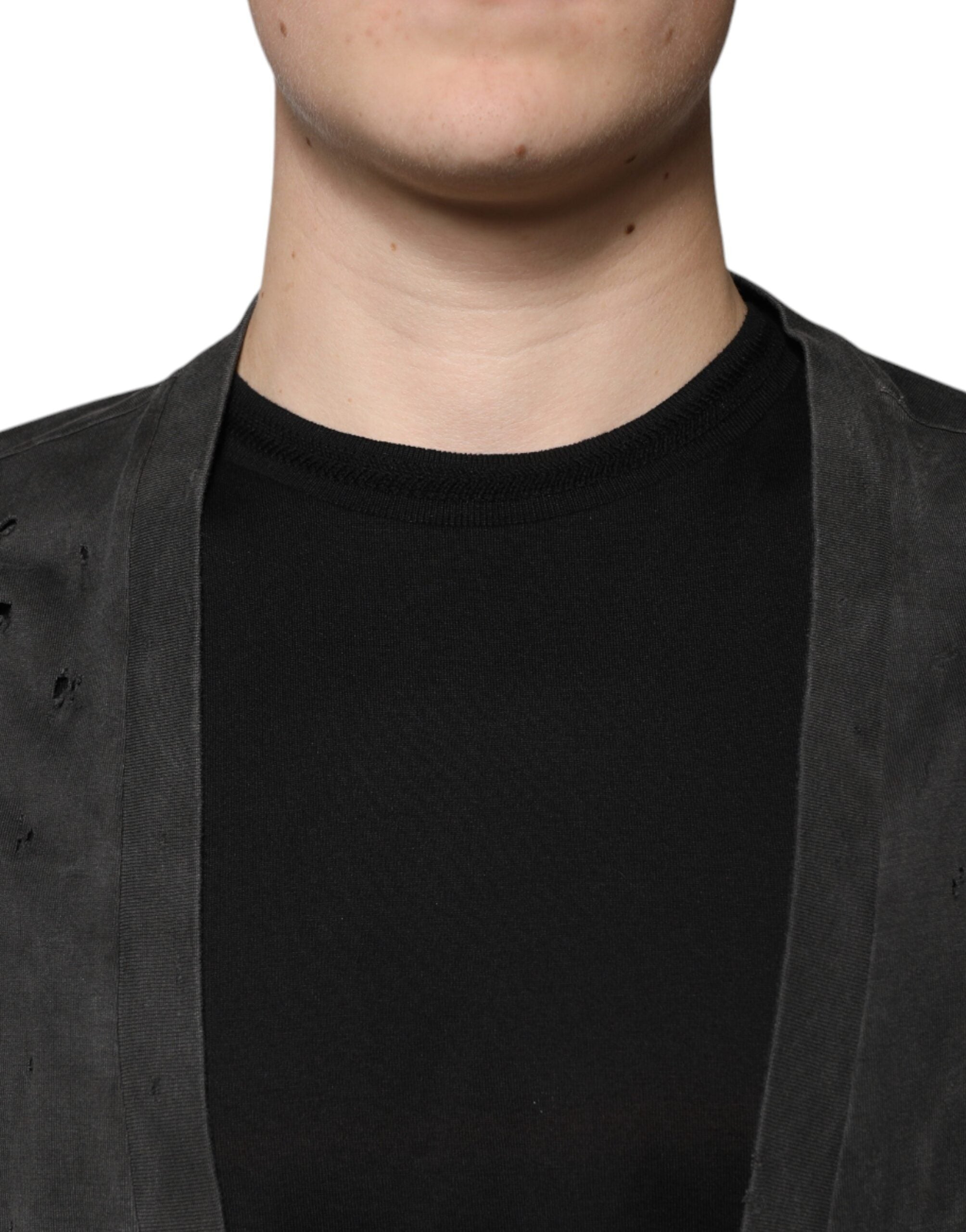Dolce & Gabbana – Schwarzes T-Shirt aus Baumwolle mit Rundhalsausschnitt und kurzen Ärmeln