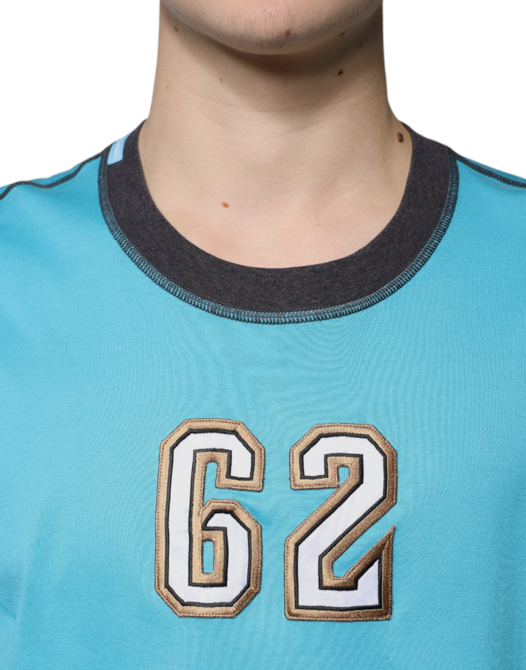 Dolce & Gabbana – Blaues T-Shirt mit Rundhalsausschnitt und kurzen Ärmeln
