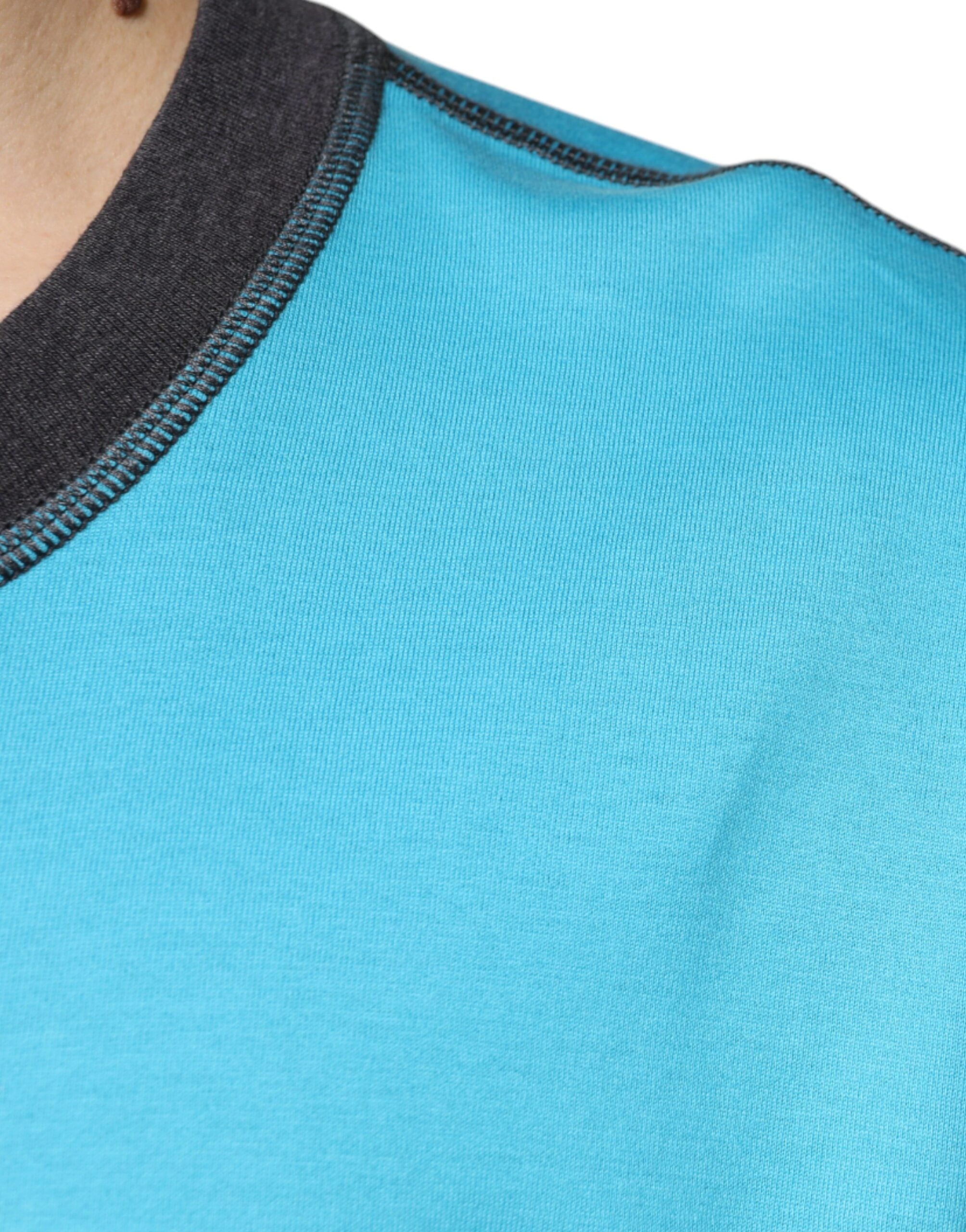 Dolce & Gabbana – Blaues T-Shirt mit Rundhalsausschnitt und kurzen Ärmeln