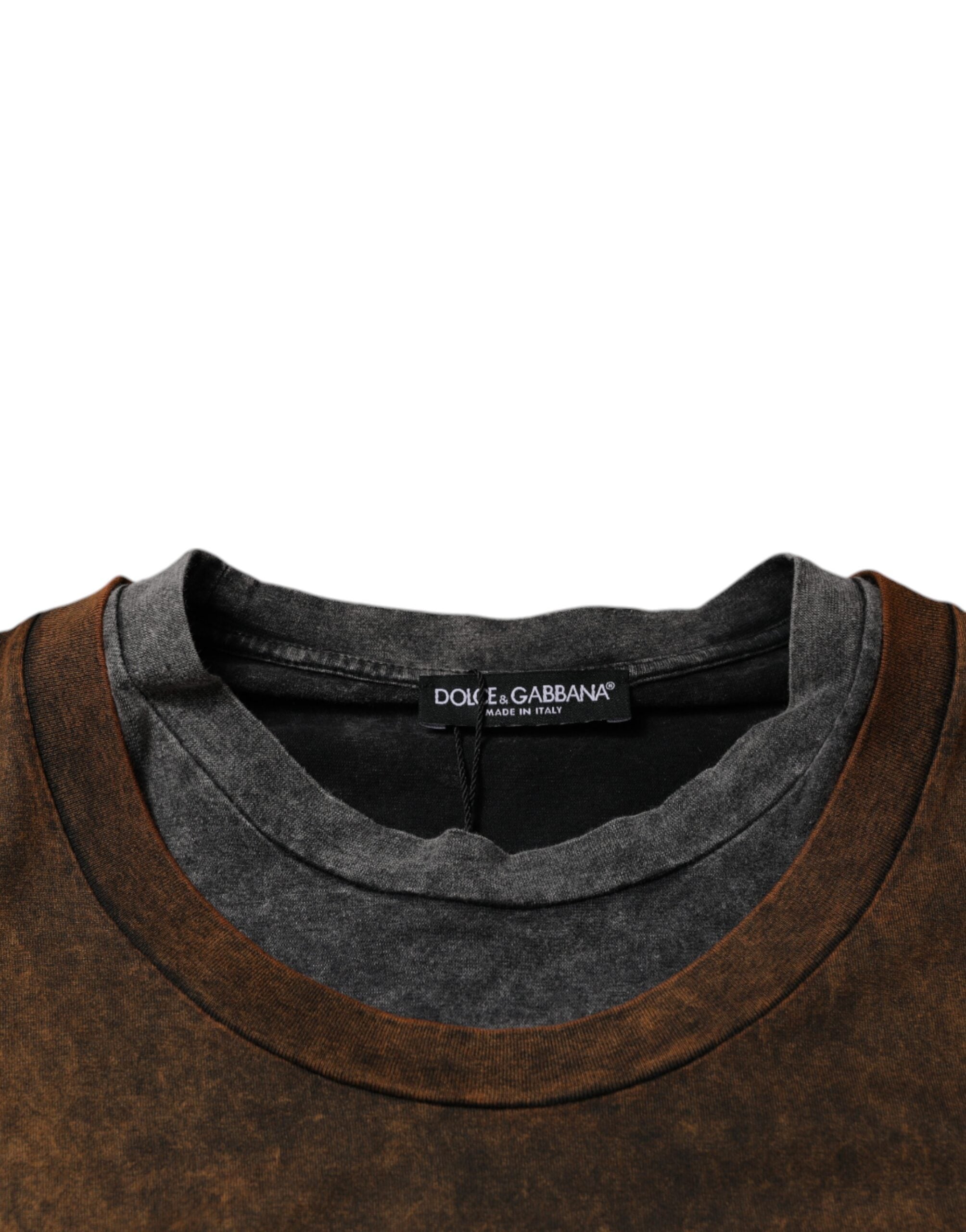 Dolce & Gabbana – Ärmelloses T-Shirt aus Baumwolle mit Rundhalsausschnitt in Braun