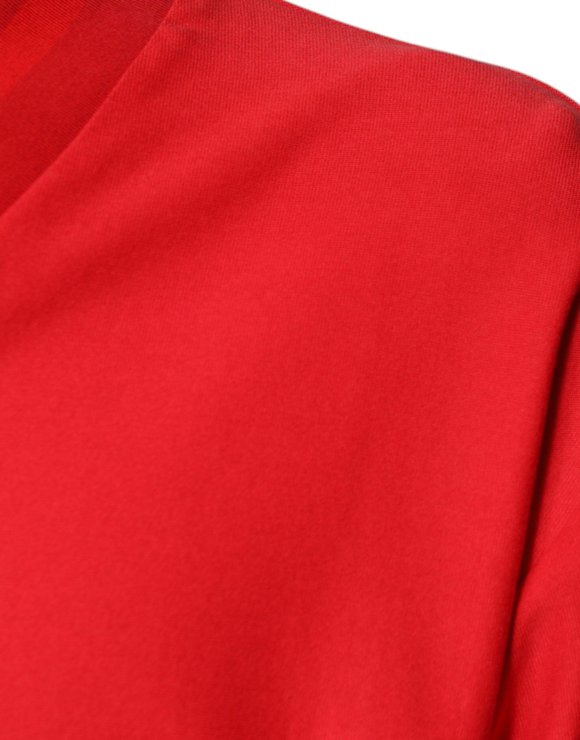 Dolce & Gabbana – Rotes T-Shirt aus Baumwolle mit V-Ausschnitt und kurzen Ärmeln