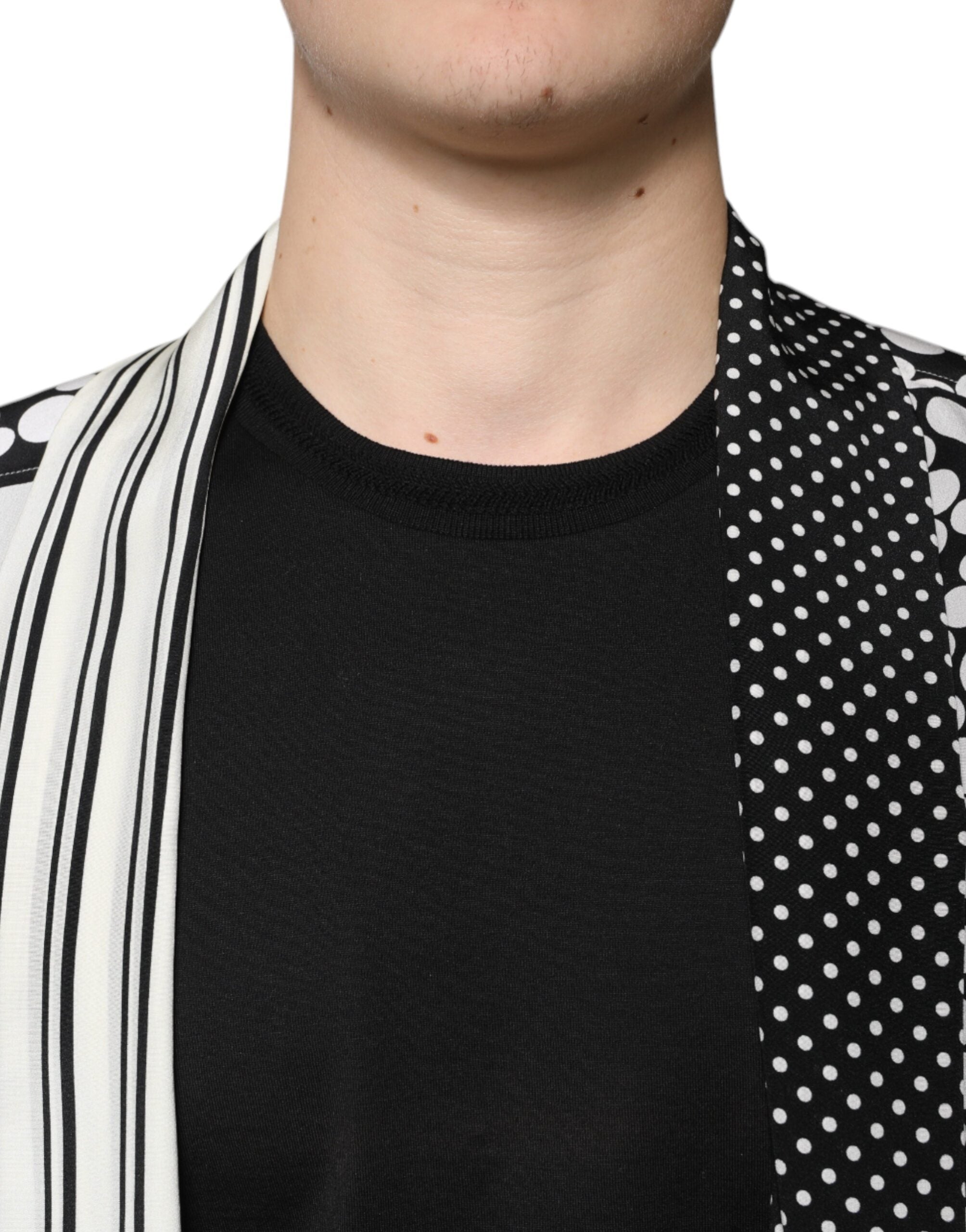Dolce & Gabbana Schwarz-Weiß Polka Dots Seide Herren Freizeithemd