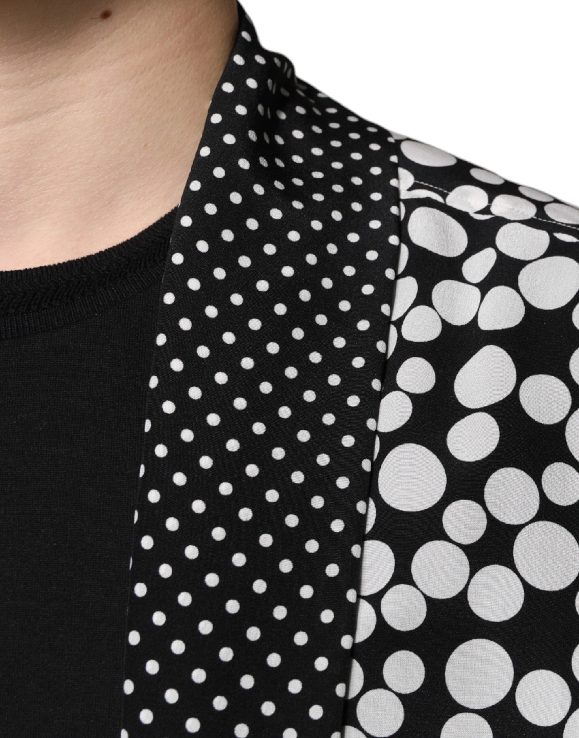 Dolce & Gabbana Schwarz-Weiß Polka Dots Seide Herren Freizeithemd