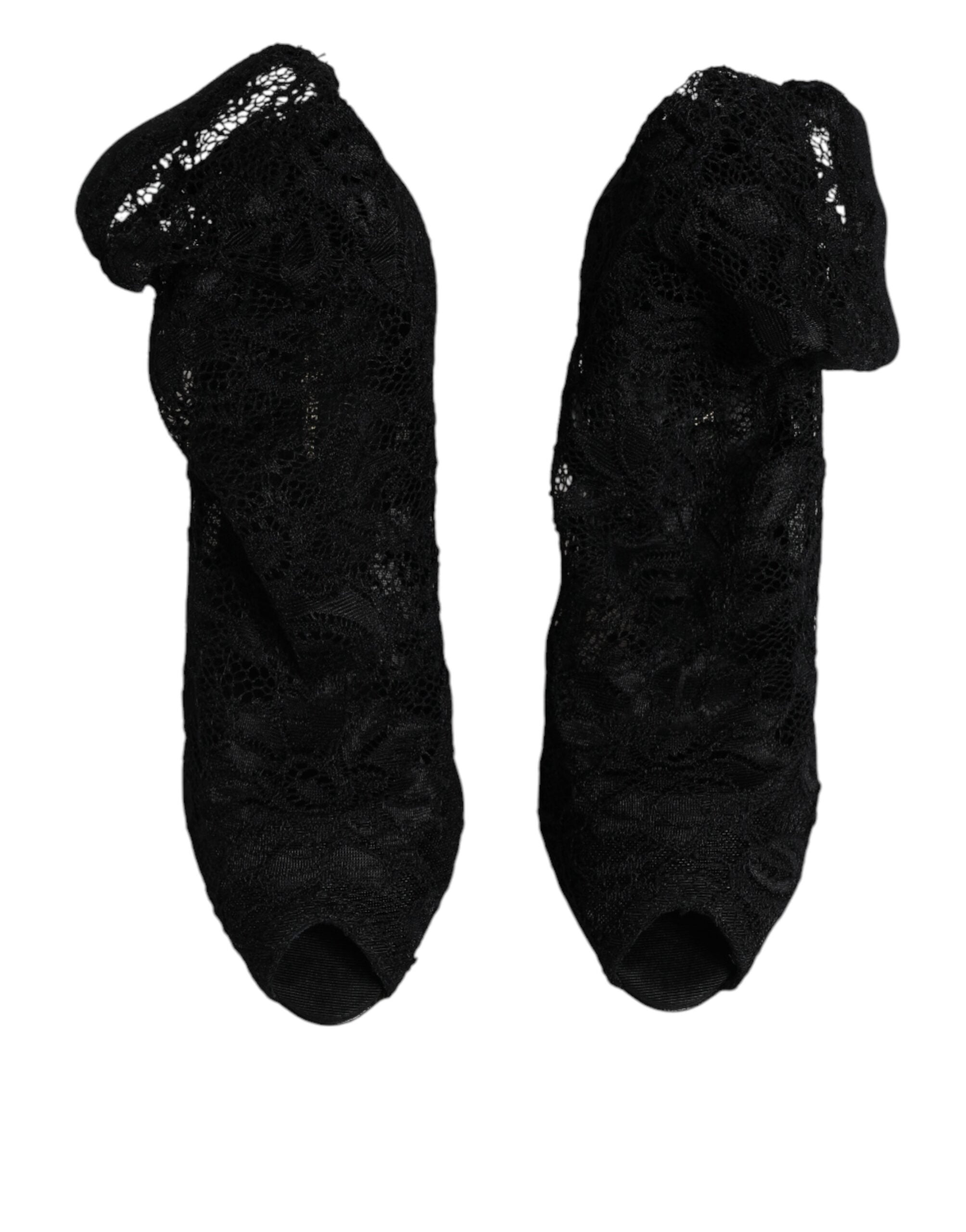 Dolce & Gabbana – Schwarze Stiefel mit Stretch-Absatz und halbhoher Spitze