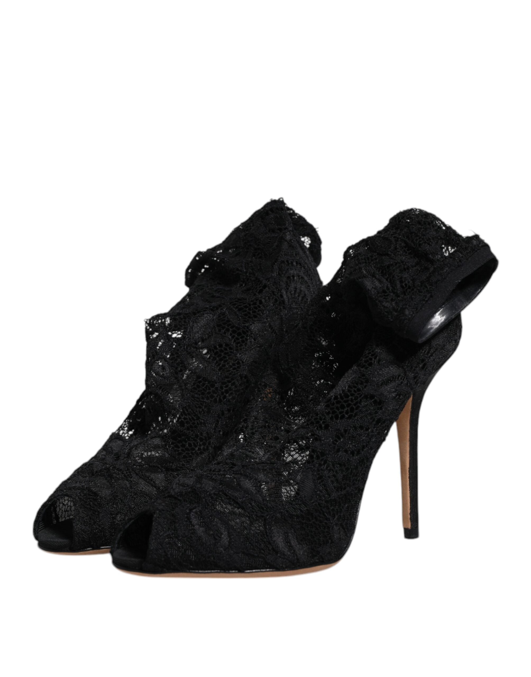 Dolce & Gabbana – Schwarze Stiefel mit Stretch-Absatz und halbhoher Spitze