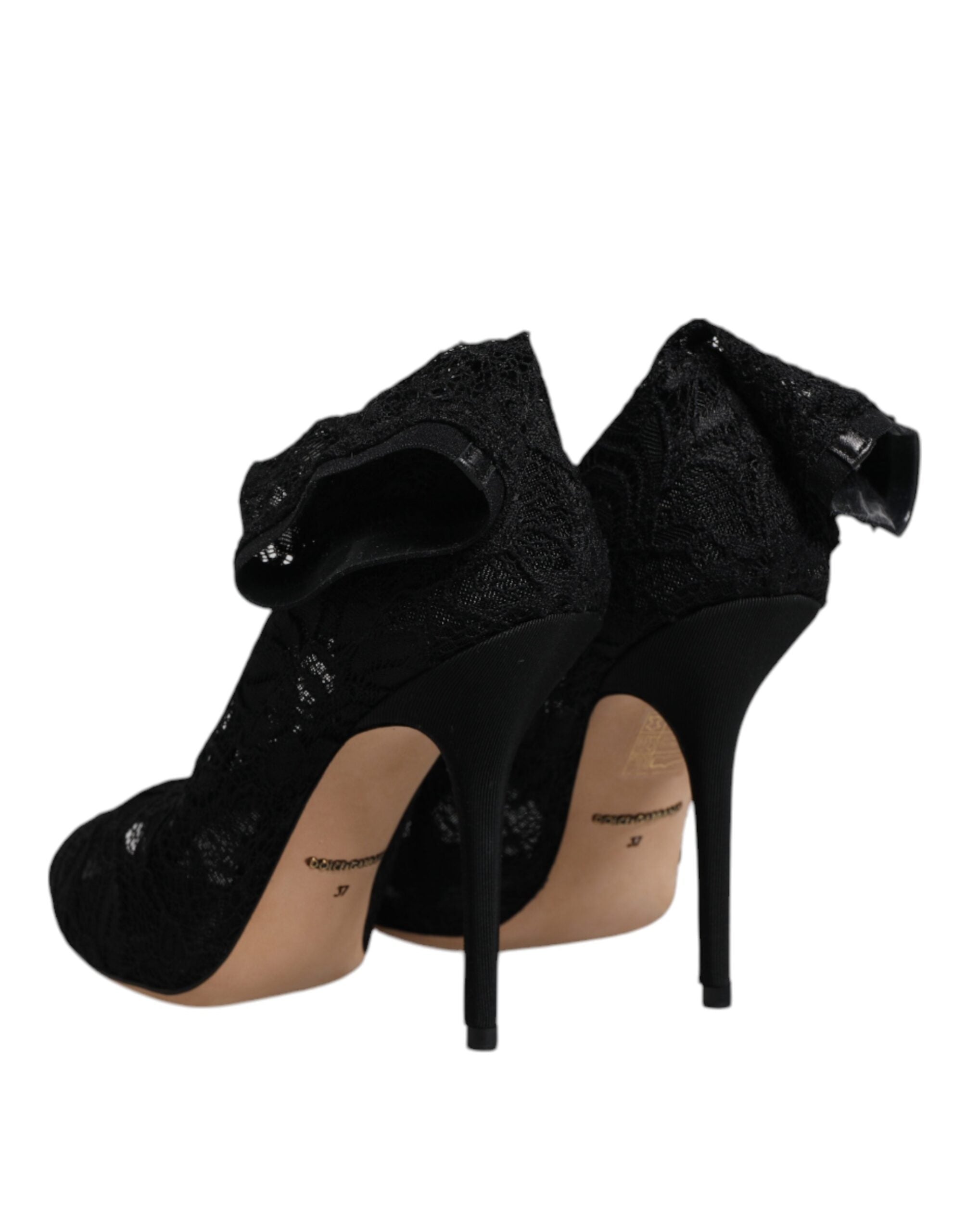 Dolce & Gabbana – Schwarze Stiefel mit Stretch-Absatz und halbhoher Spitze