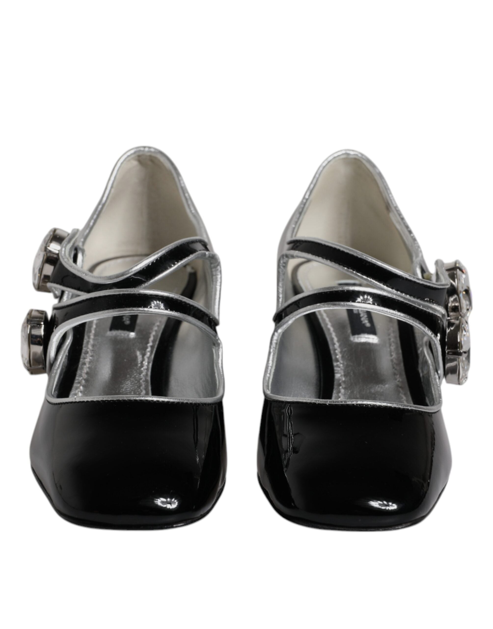 Dolce & Gabbana – Mary-Jane-Pumps aus schwarzem Lackleder mit Kristallen