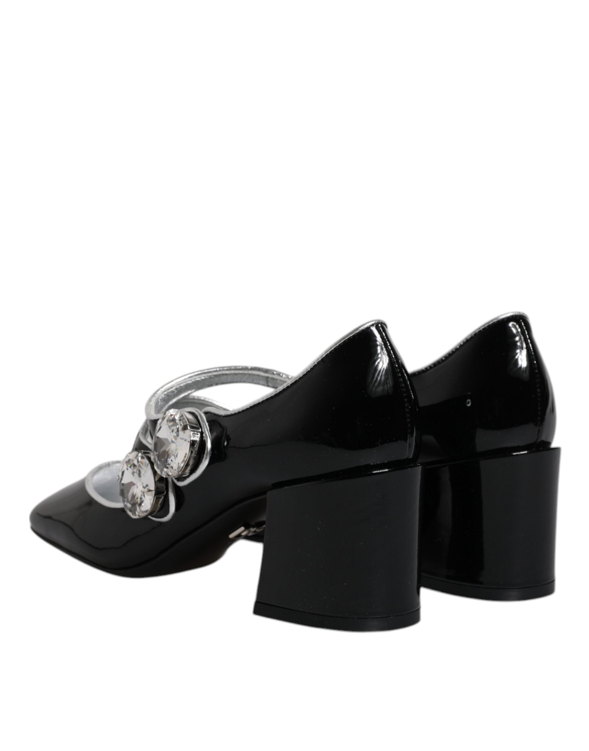 Dolce & Gabbana – Mary-Jane-Pumps aus schwarzem Lackleder mit Kristallen