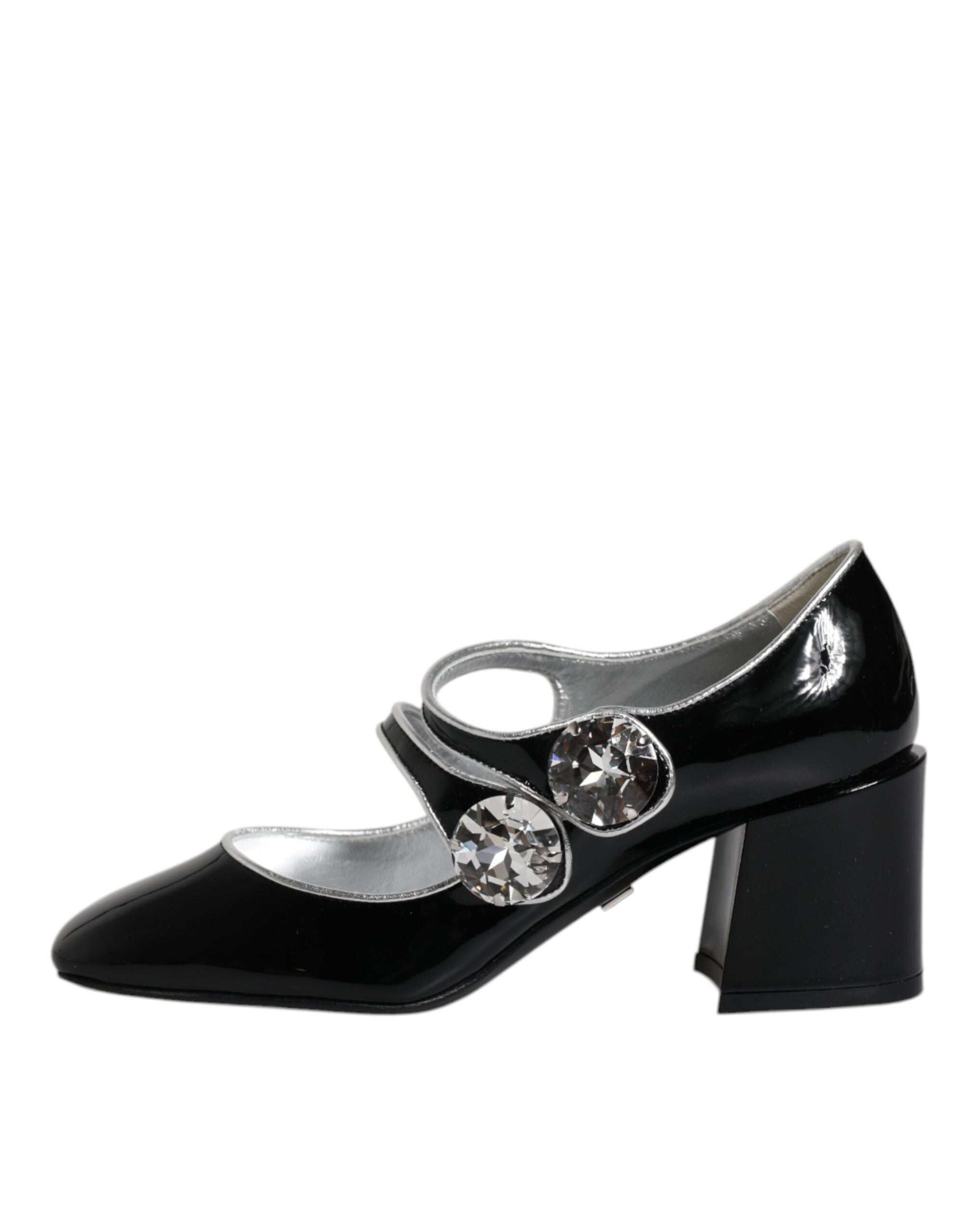 Dolce & Gabbana – Mary-Jane-Pumps aus schwarzem Lackleder mit Kristallen