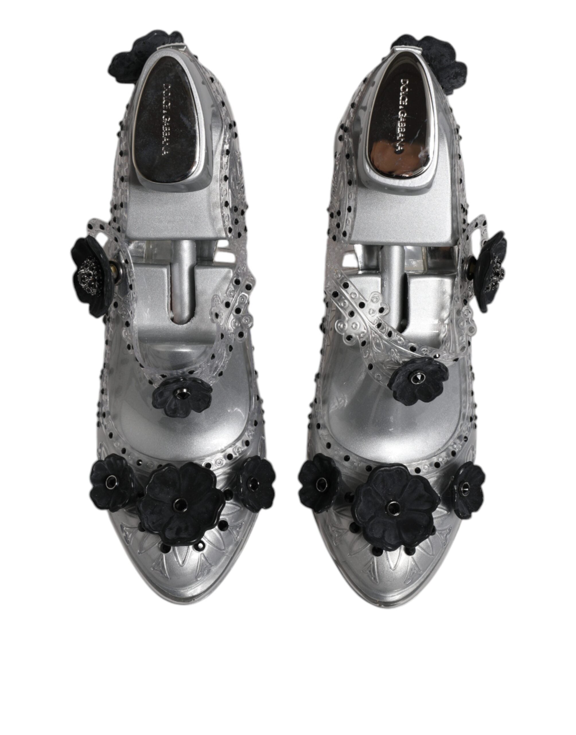 Dolce & Gabbana – CINDERELLA – Absatzschuhe mit transparentem Blumenmuster und Kristallen