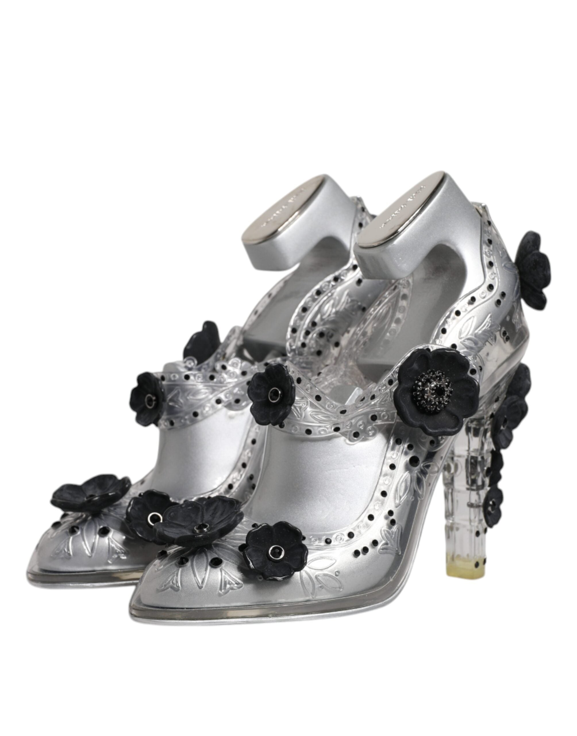 Dolce & Gabbana – CINDERELLA – Absatzschuhe mit transparentem Blumenmuster und Kristallen