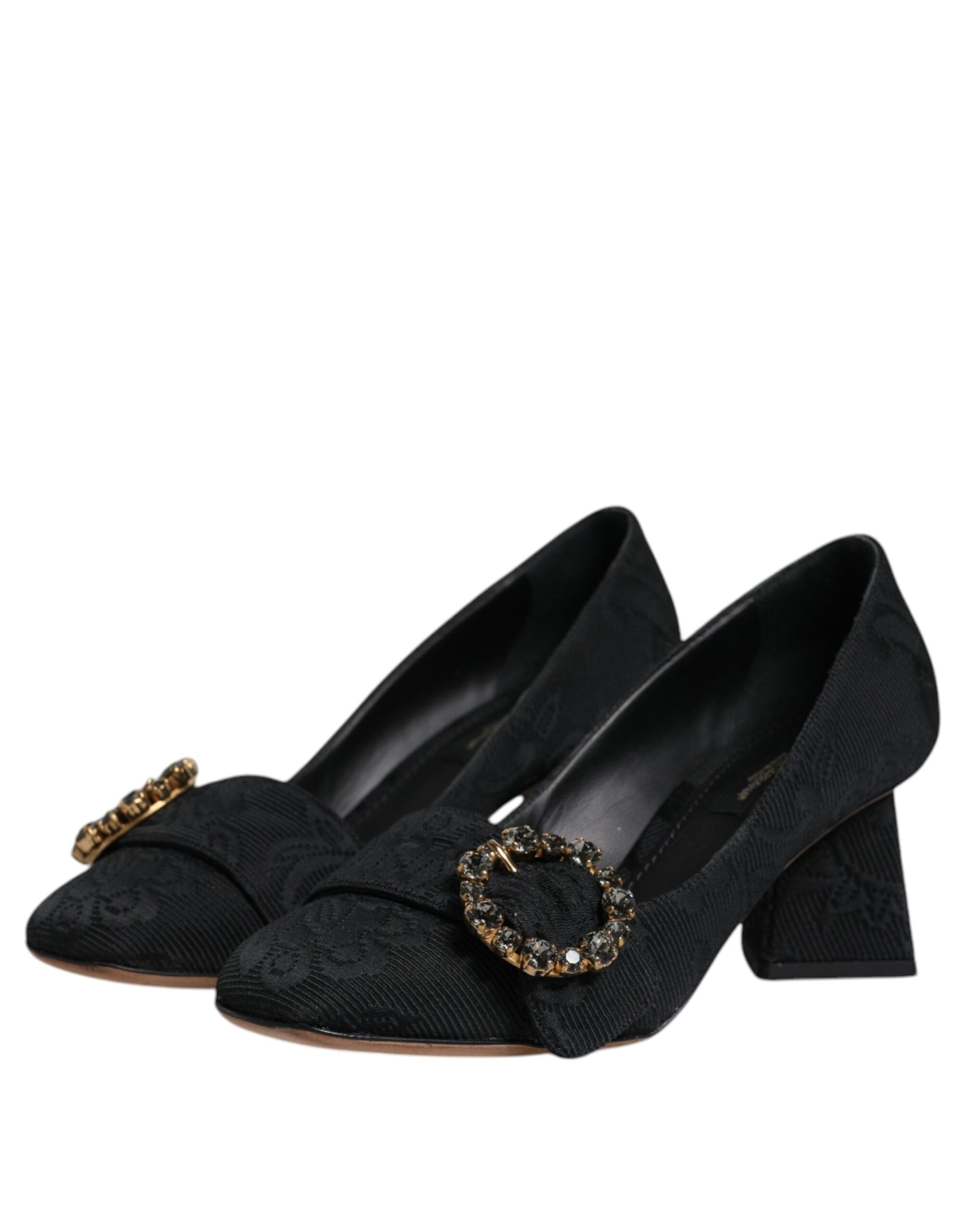 Dolce & Gabbana Schwarze Brokat Kristalle Heels Pumps Schuhe