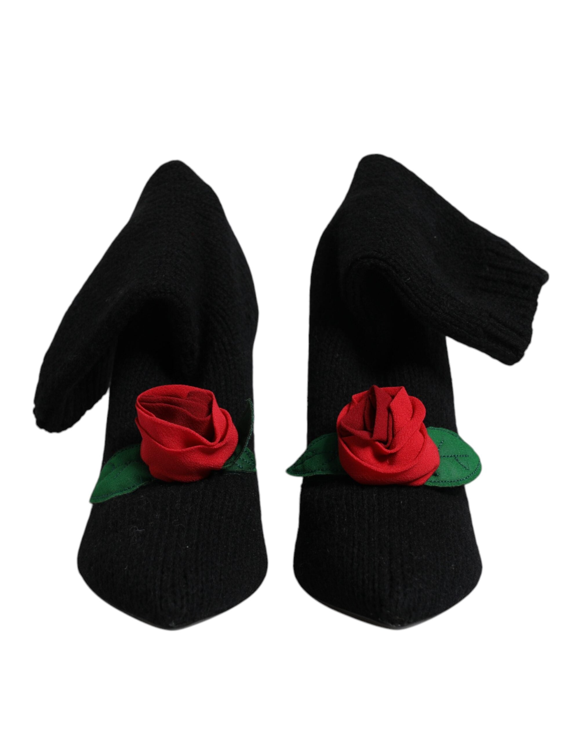 Cizme Dolce & Gabbana negre cu toc stiletto până la jumătatea gambei