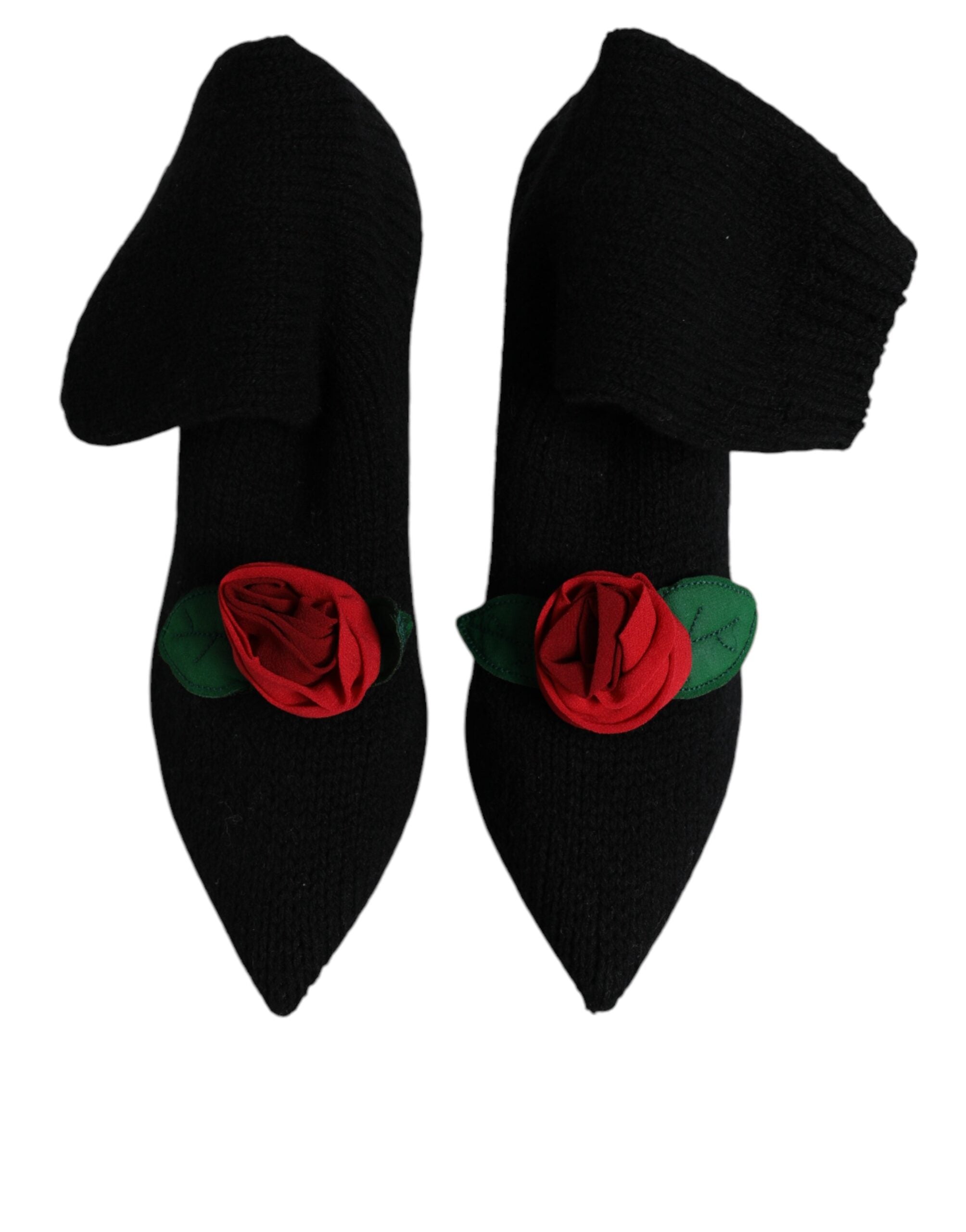 Cizme Dolce & Gabbana negre cu toc stiletto până la jumătatea gambei