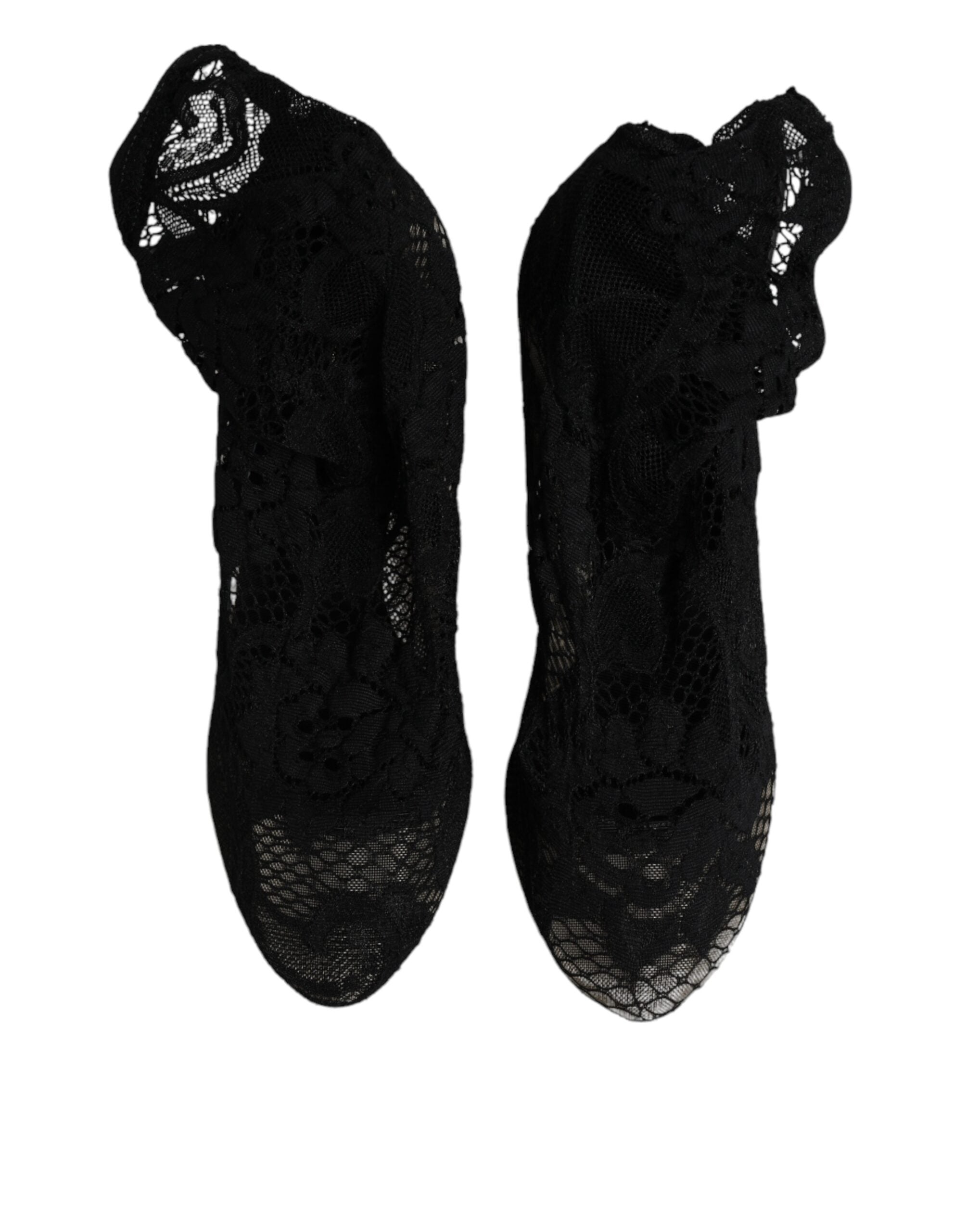 Dolce & Gabbana – Schwarze Stiefel mit Stretch-Absatz und halbhoher Spitze