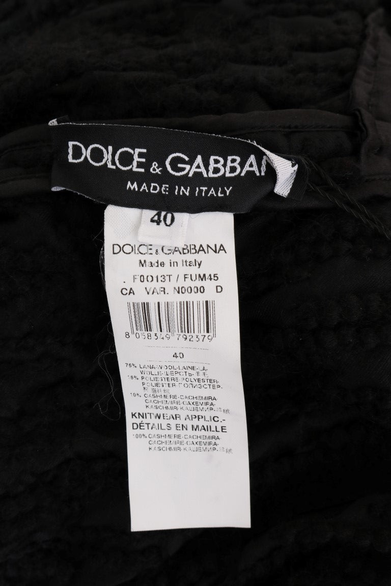 Dolce & Gabbana Eleganter schwarzer Woll-Kaschmir-Pullover mit Fransen