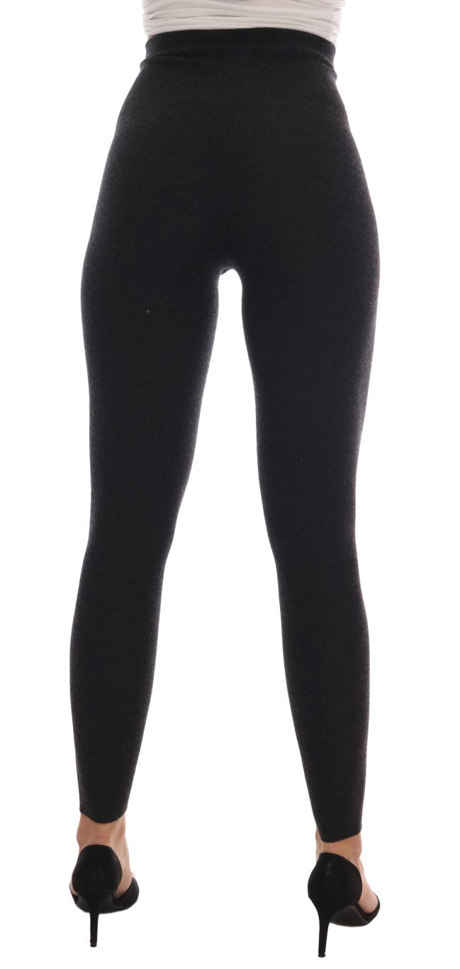 Dolce & Gabbana Elegante graue Kaschmirhose mit hoher Taille