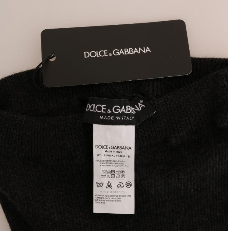 Pantaloni Dolce & Gabbana Elegant Gri din Cașmir cu Talie Înaltă