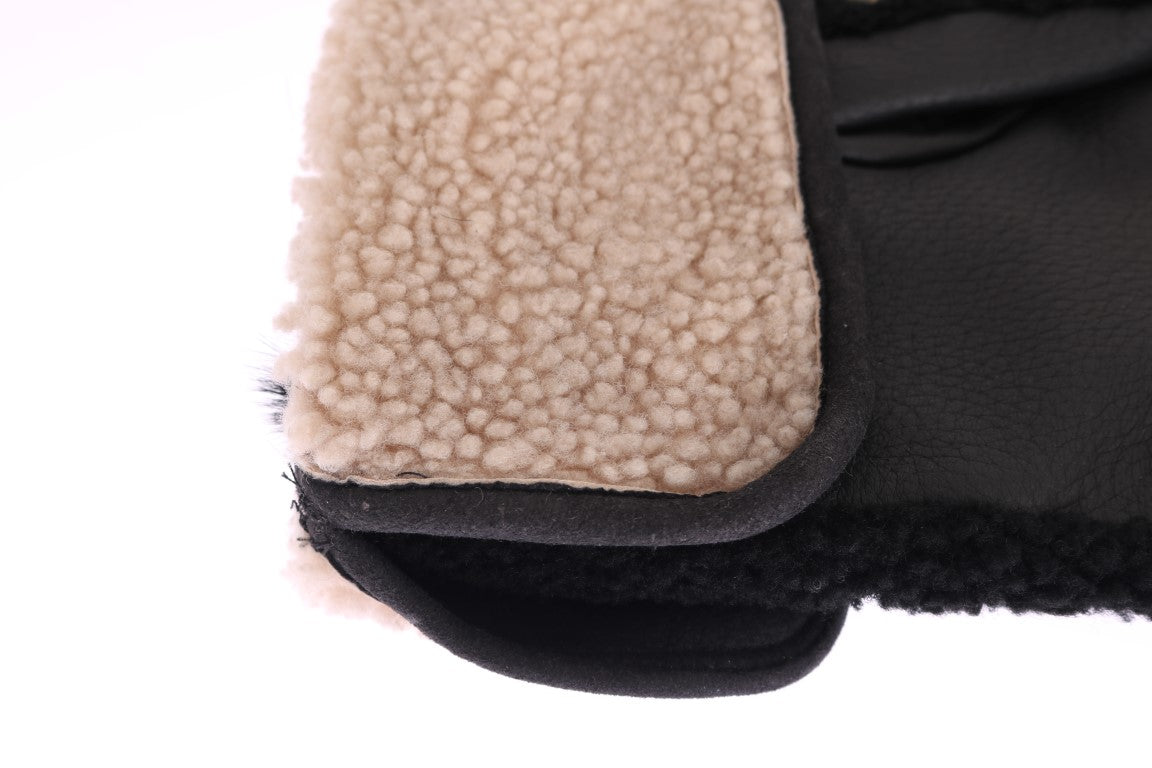 Dolce & Gabbana – Schwarze Herrenhandschuhe aus Leder mit Nieten