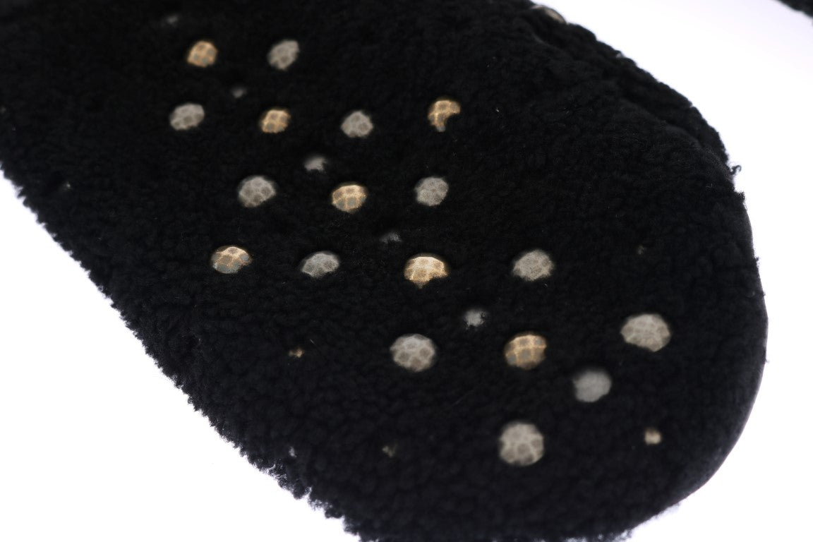 Dolce & Gabbana – Schwarze Herrenhandschuhe aus Leder mit Nieten