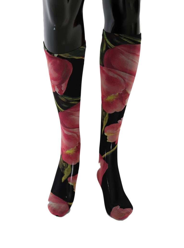 Ciorapi elastici din nailon cu imprimeu floral Dolce & Gabbana
