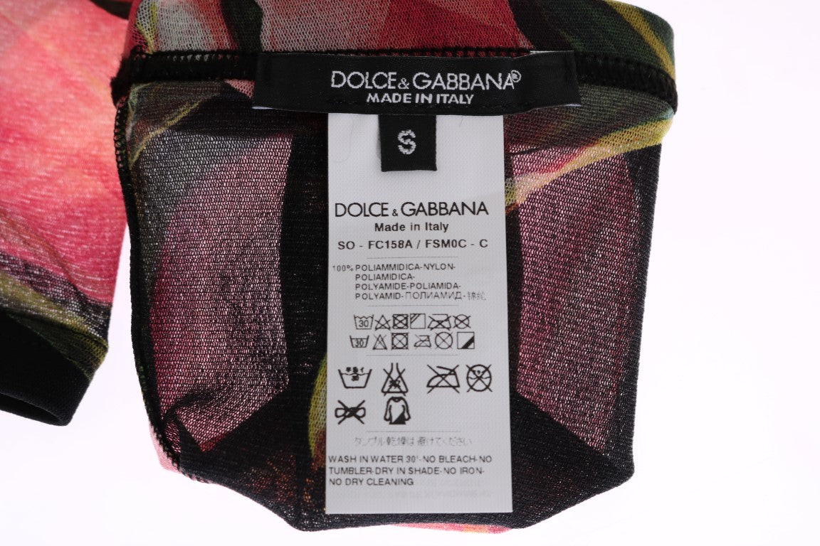 Ciorapi elastici din nailon cu imprimeu floral Dolce & Gabbana