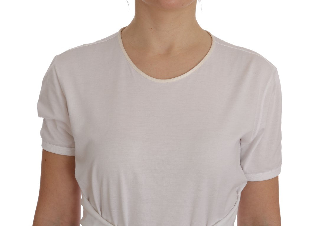 Dolce & Gabbana Elegante weiße Wickelbluse mit Kristallakzenten