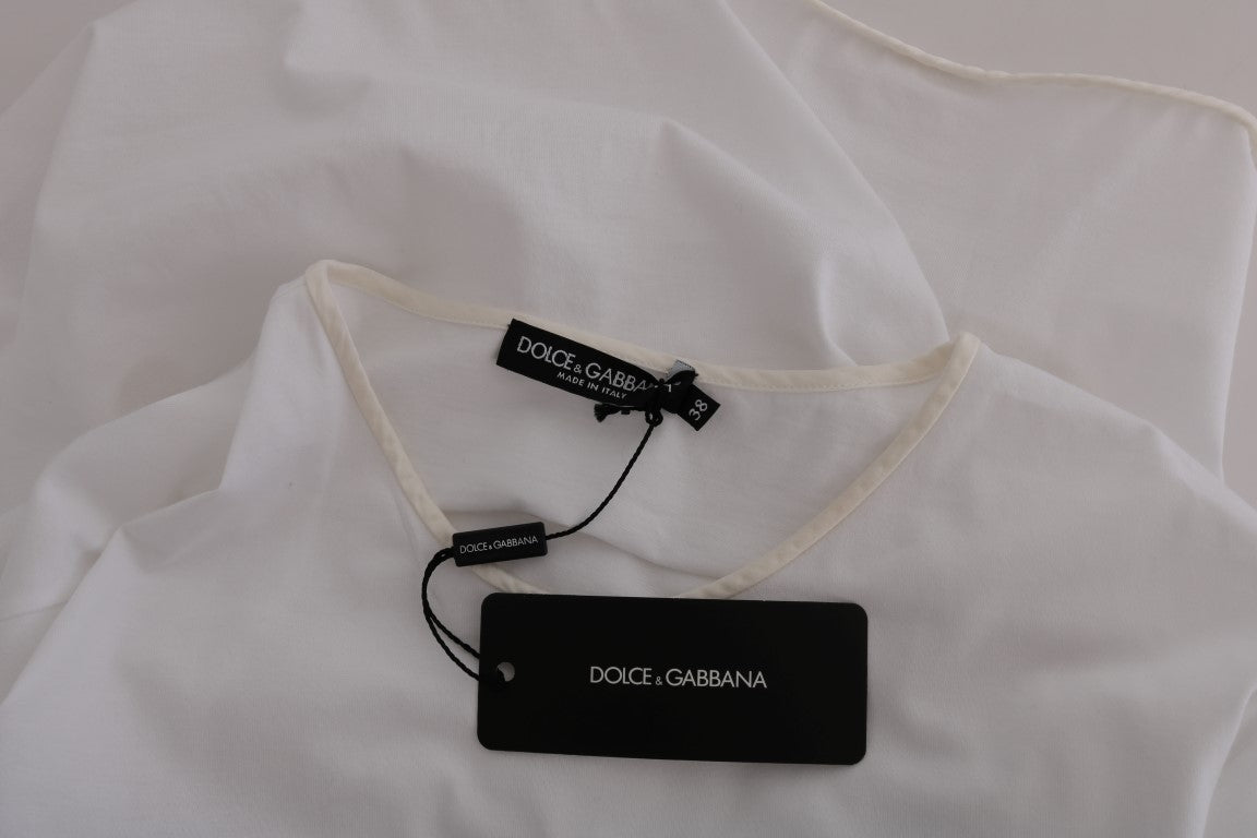 Dolce & Gabbana Elegante weiße Wickelbluse mit Kristallakzenten
