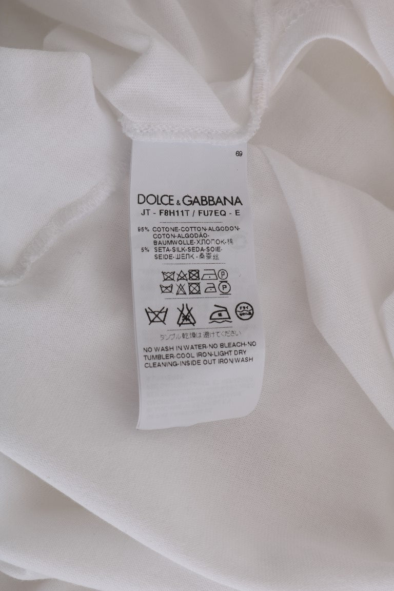 Dolce & Gabbana Elegante weiße Wickelbluse mit Kristallakzenten